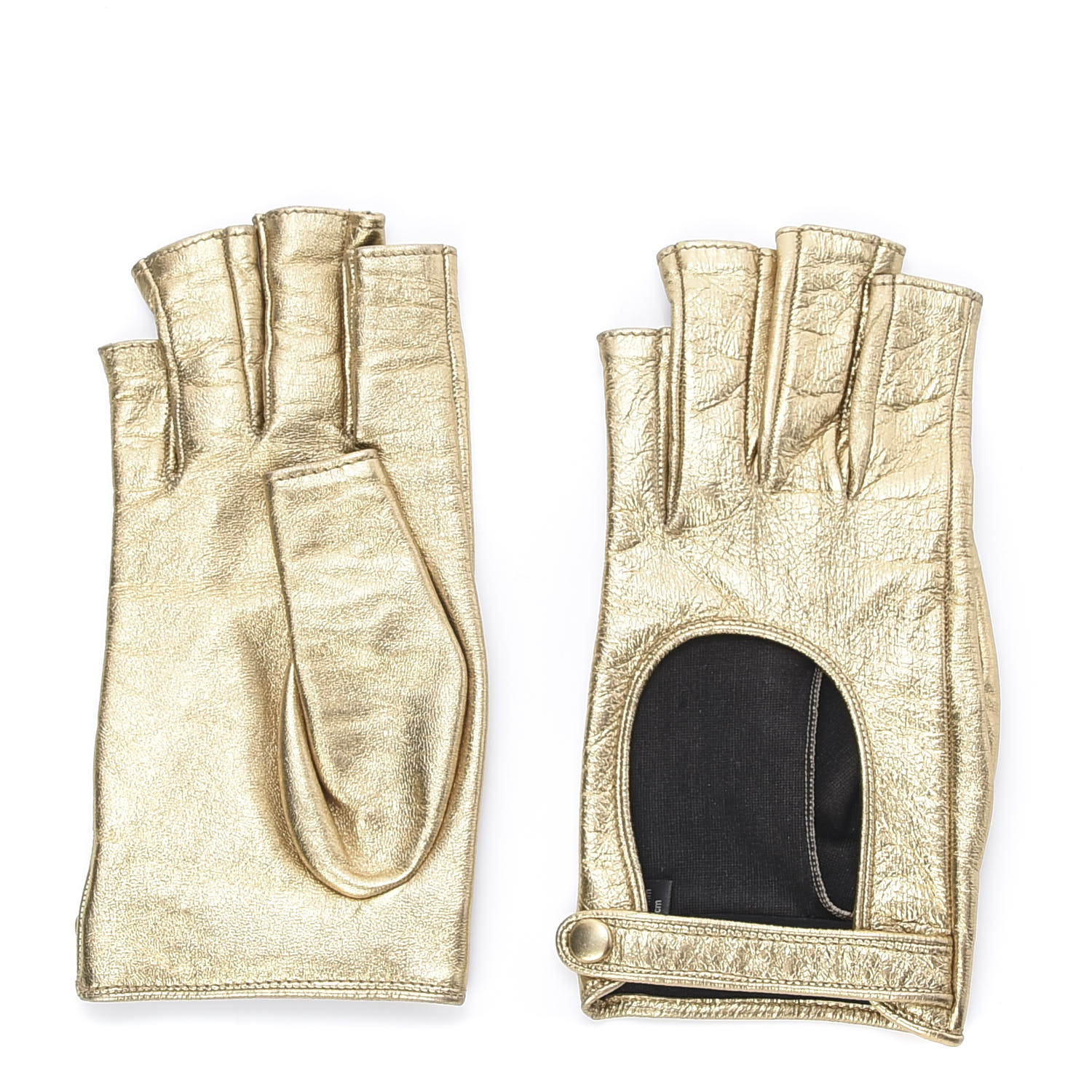 GUCCI Fingerless leather gloves スカート GUCCI Metallic Nappa Donna Fingerless Gloves 8 Gold 669551
