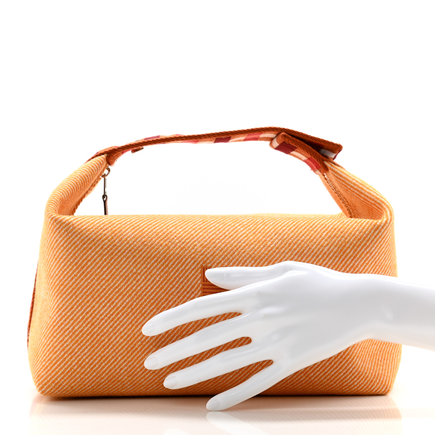 【HERMES】Small Bride-A-Brac Au Carre Case Wool & Fauve HERMES Merino Wool Small Au Carre Bride-A-Brac Pouch Fauve