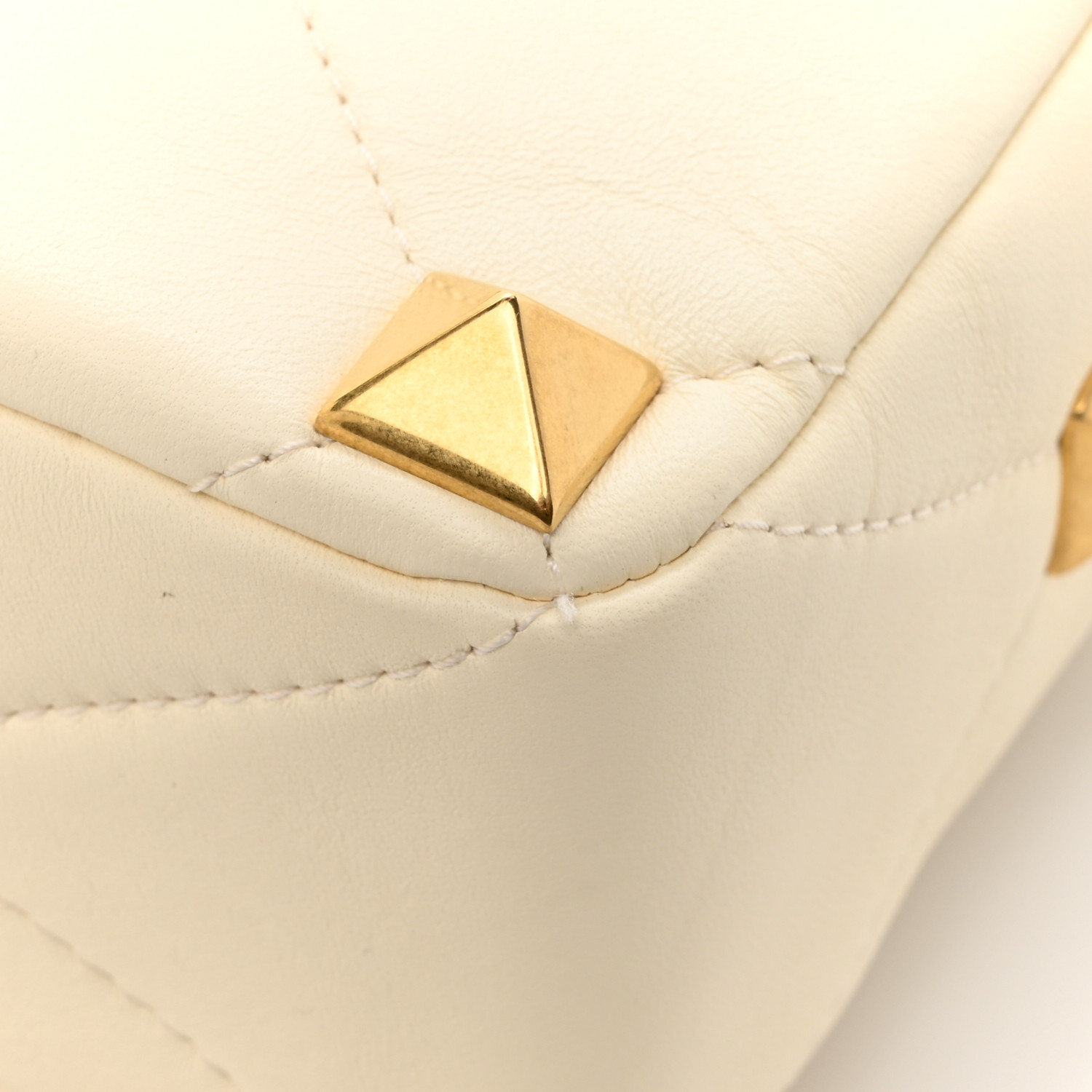 VALENTINO GARAVANI Nappa Large Roman Stud Shoulder Bag Ivory