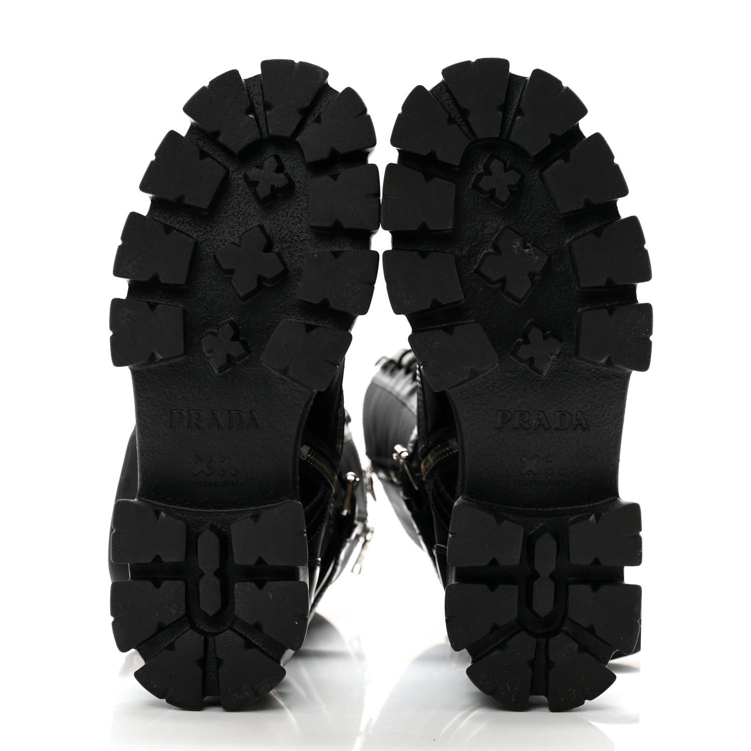 [PRADA]★Monolith Pouch Boots★Black Black Monolith Brushed Leather And Re-nylon Boots With Pouch