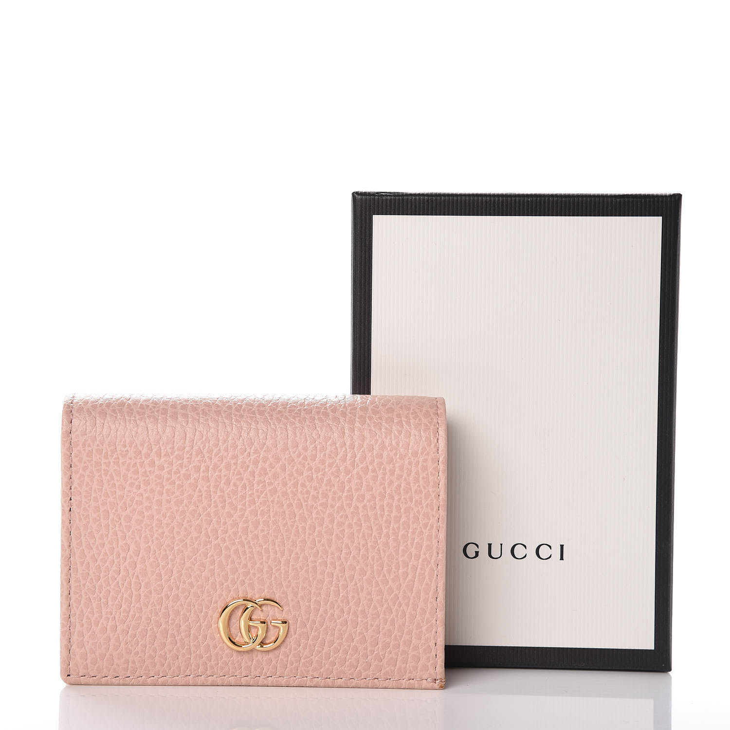 GUCCI Dollar Calfskin GG Marmont Card Case Perfect Pink