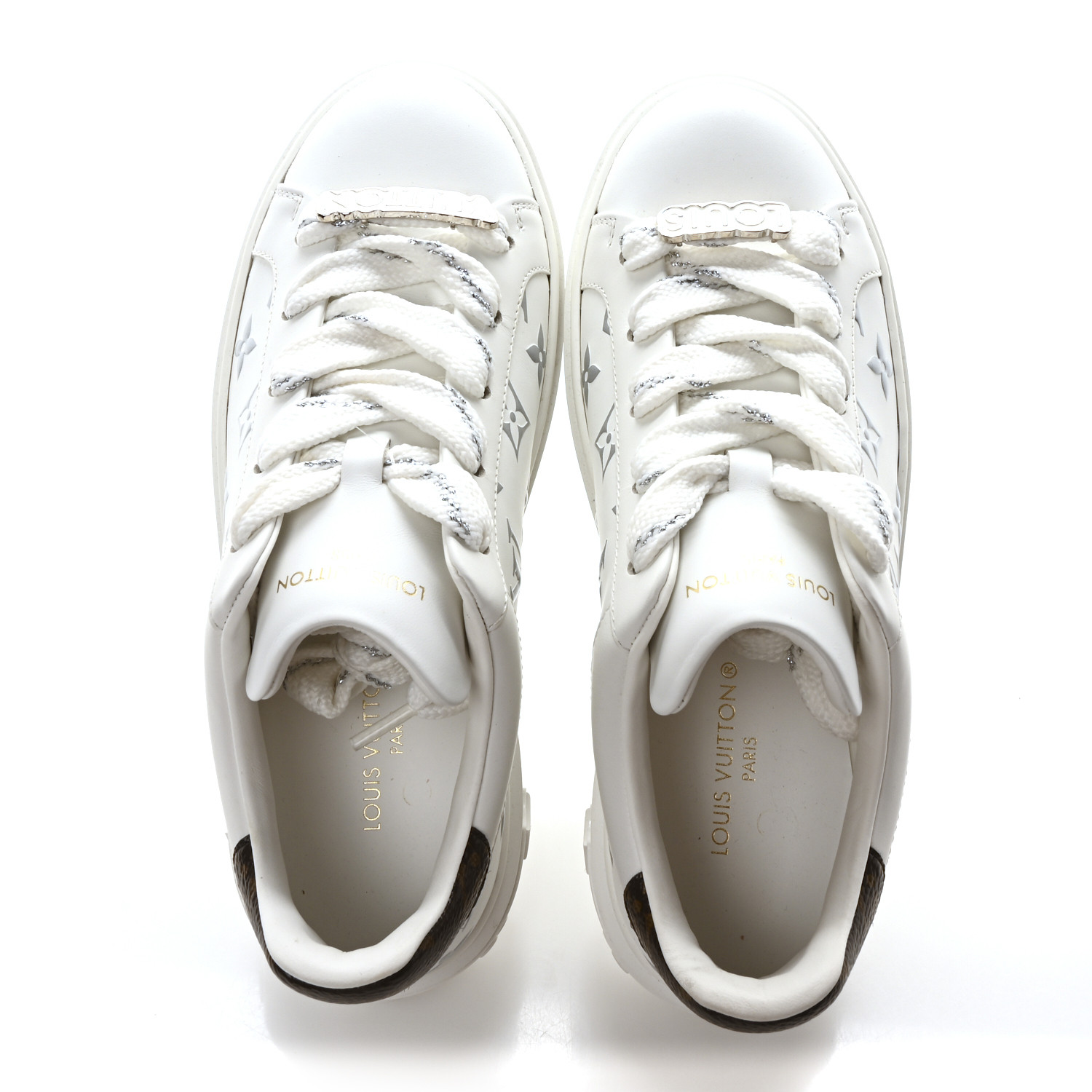 LOUIS VUITTON Calfskin Monogram Debossed Time Out Sneakers