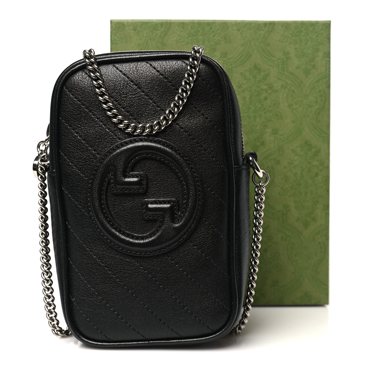 GUCCI ブラック サコッシュ GUCCI Sakai Be Green Calfskin Diagonal Stitched Mini Blondie
