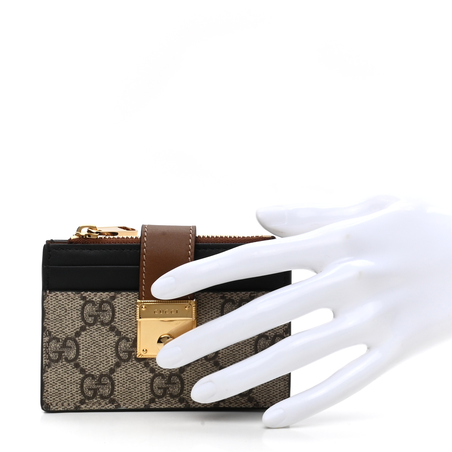 【GUCCI】GG SUPREME PADLOCK WALLET GUCCI GG Supreme Monogram Padlock Card Case Wallet Beige