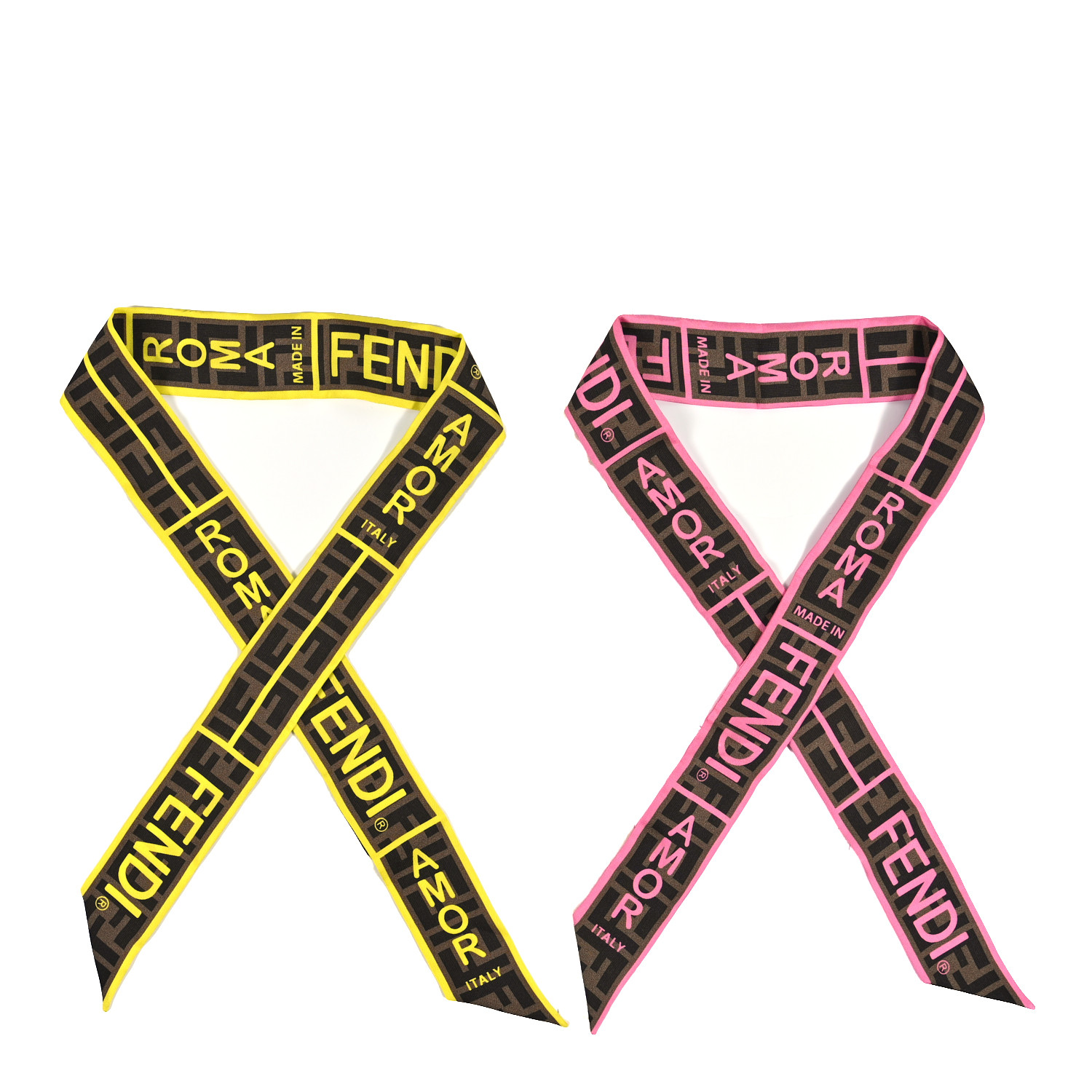 FENDI Silk FF 1974 Roma Logo Wrappy Scarf Set Rosa Fluo