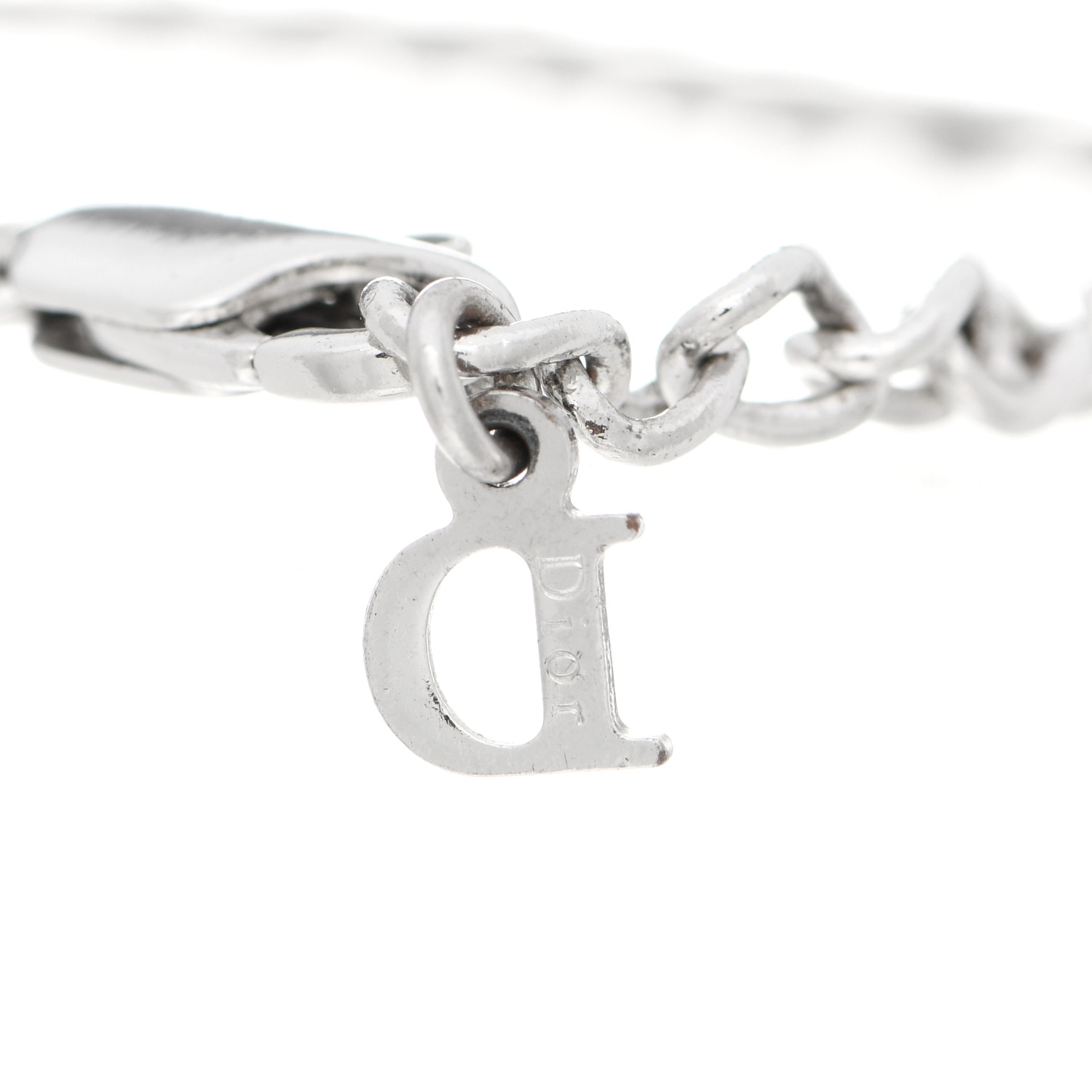 CHRISTIAN DIOR Enamel Bow Bracelet Silver Pink 1269139