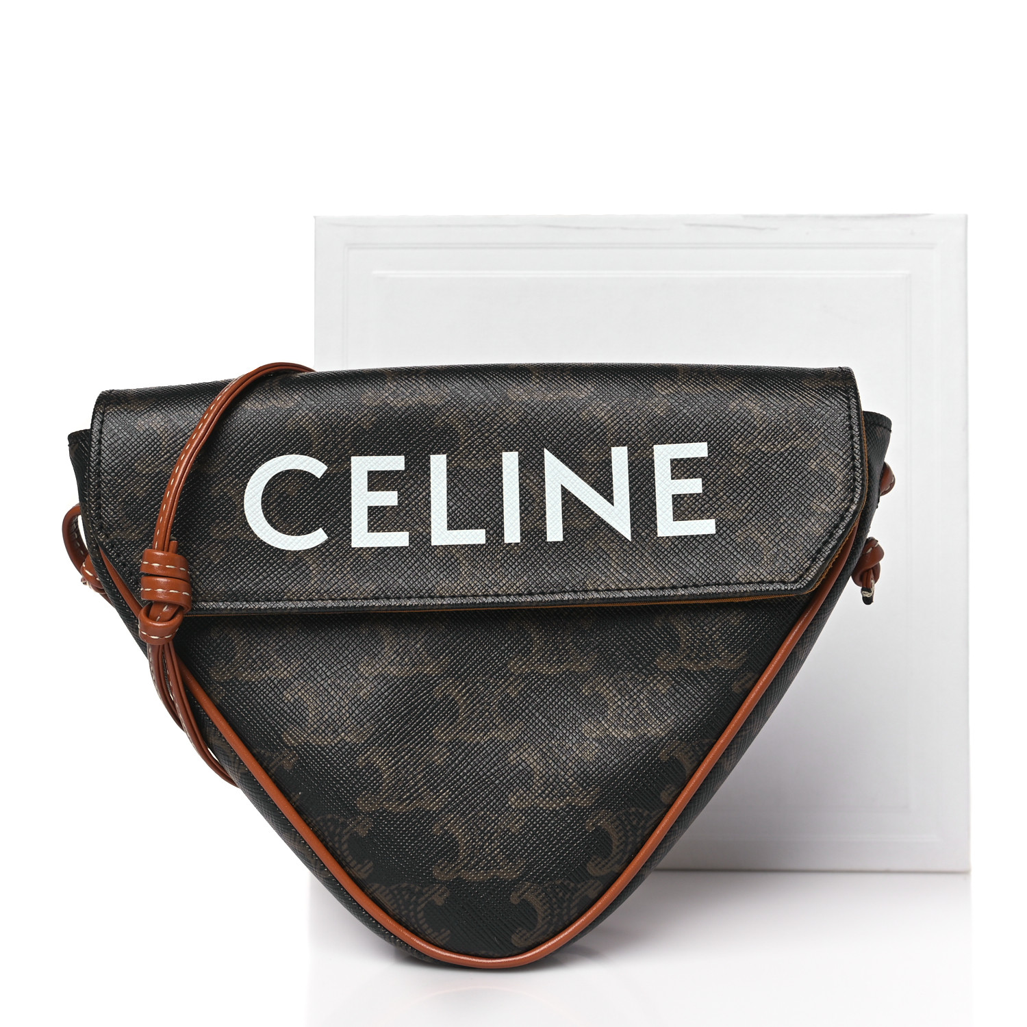 CELINE Triomphe Canvas Triangle Crossbody Bag Tan 1488785