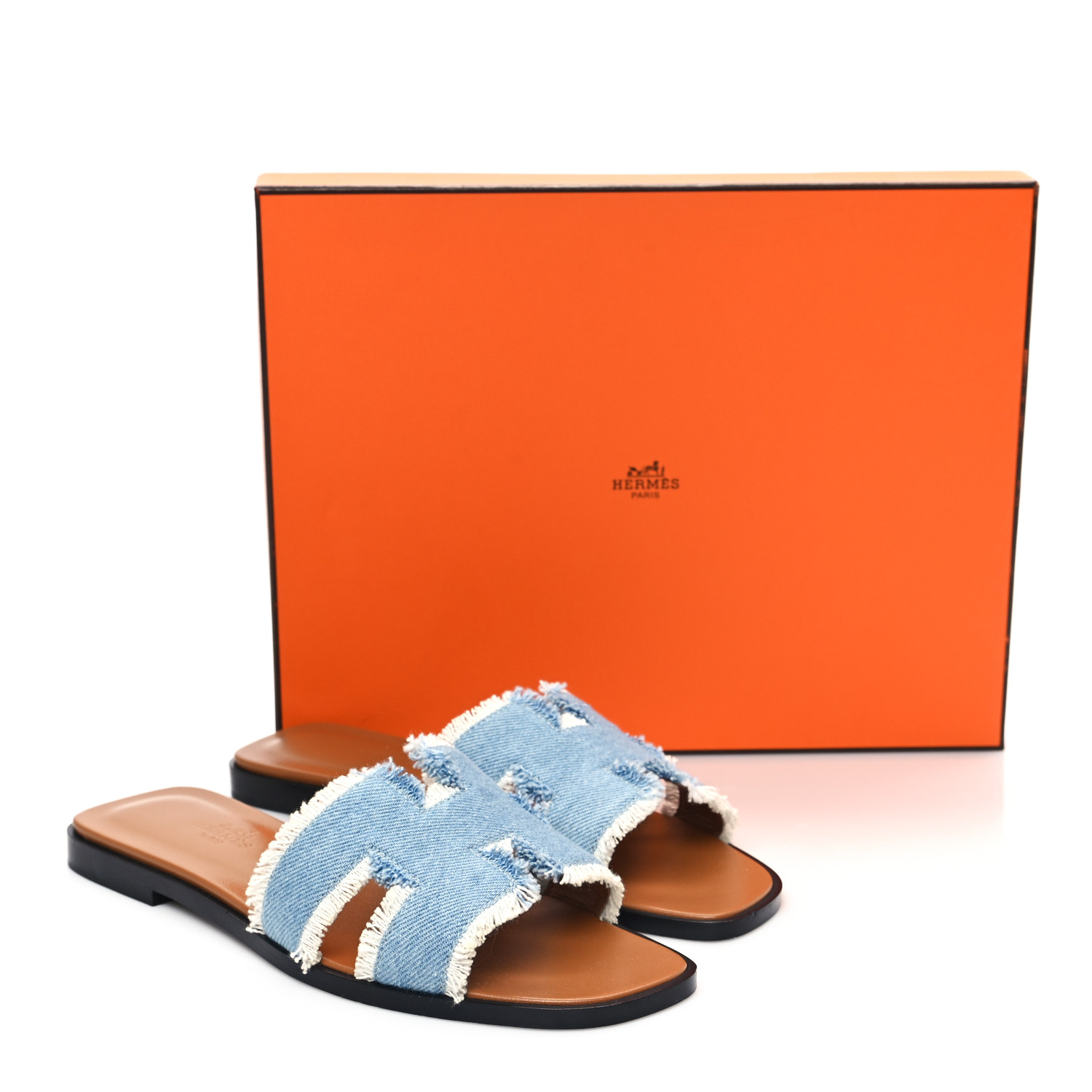 【フリンジがポイント♪】HERMES★Oran ミュール デニム cdd9ce1c678dc5ae38e31a36def46e