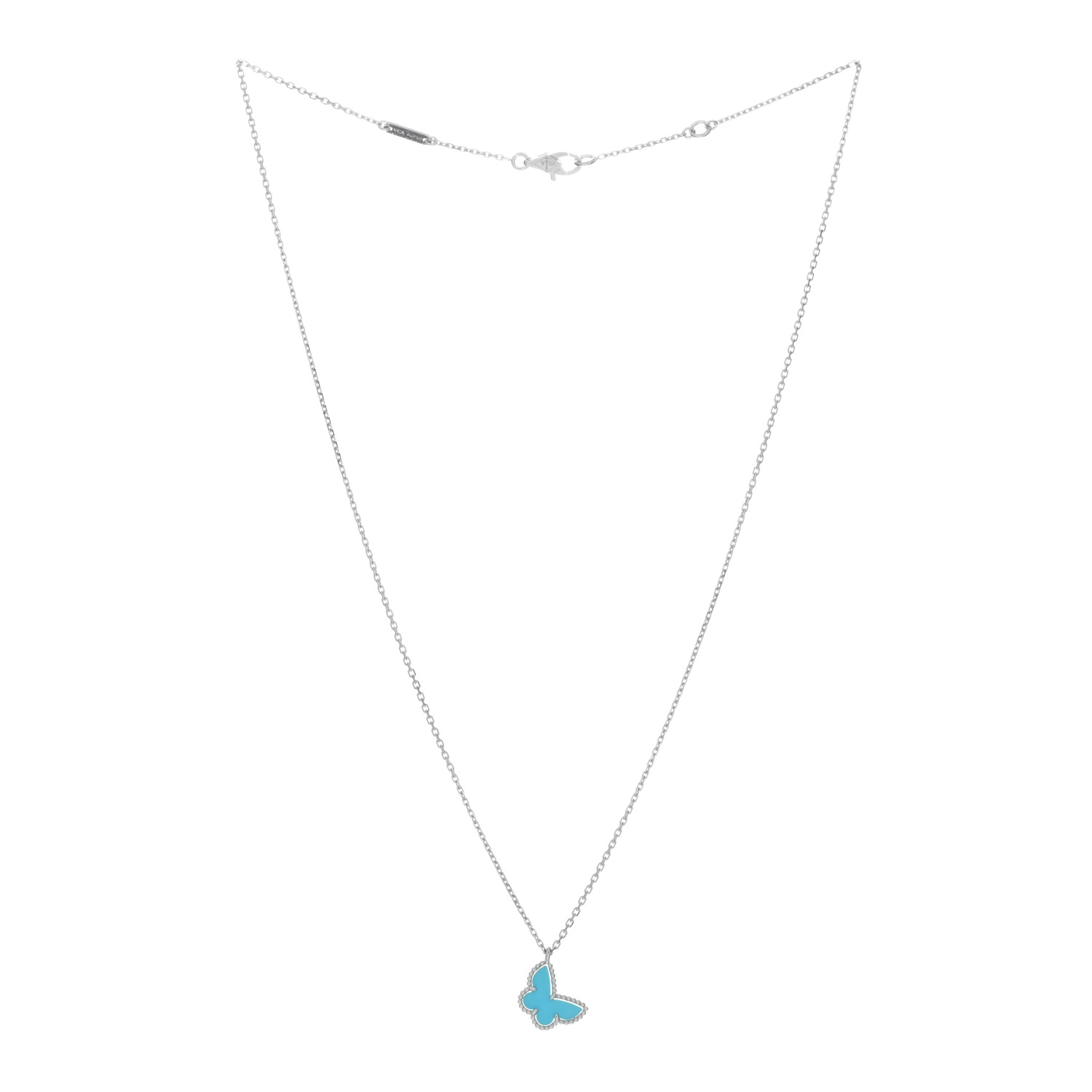 VAN CLEEF & ARPELS 18K White Gold Turquoise Sweet Alhambra