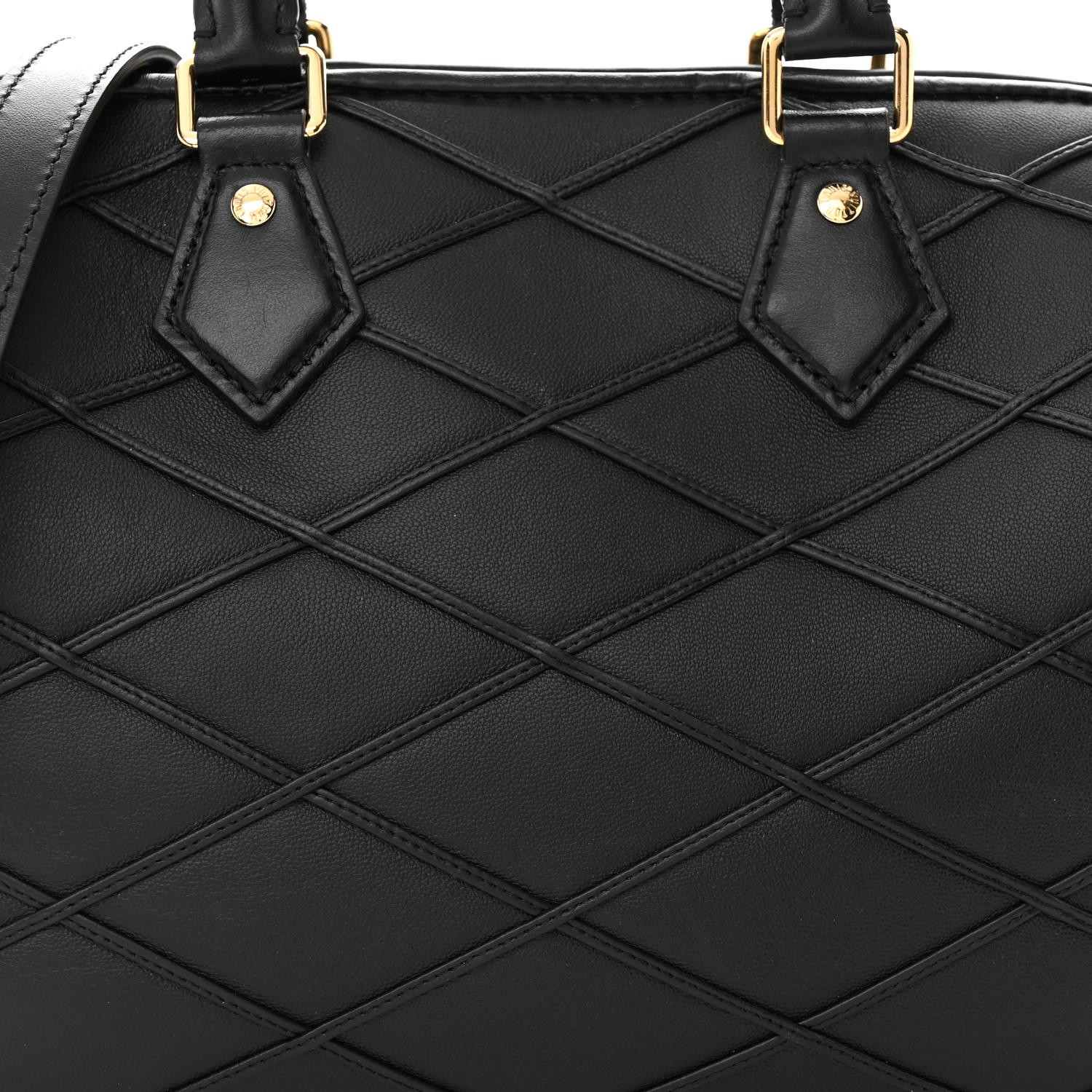 LOUIS VUITTON Lambskin Malletage Speedy Bandouliere 25 Black