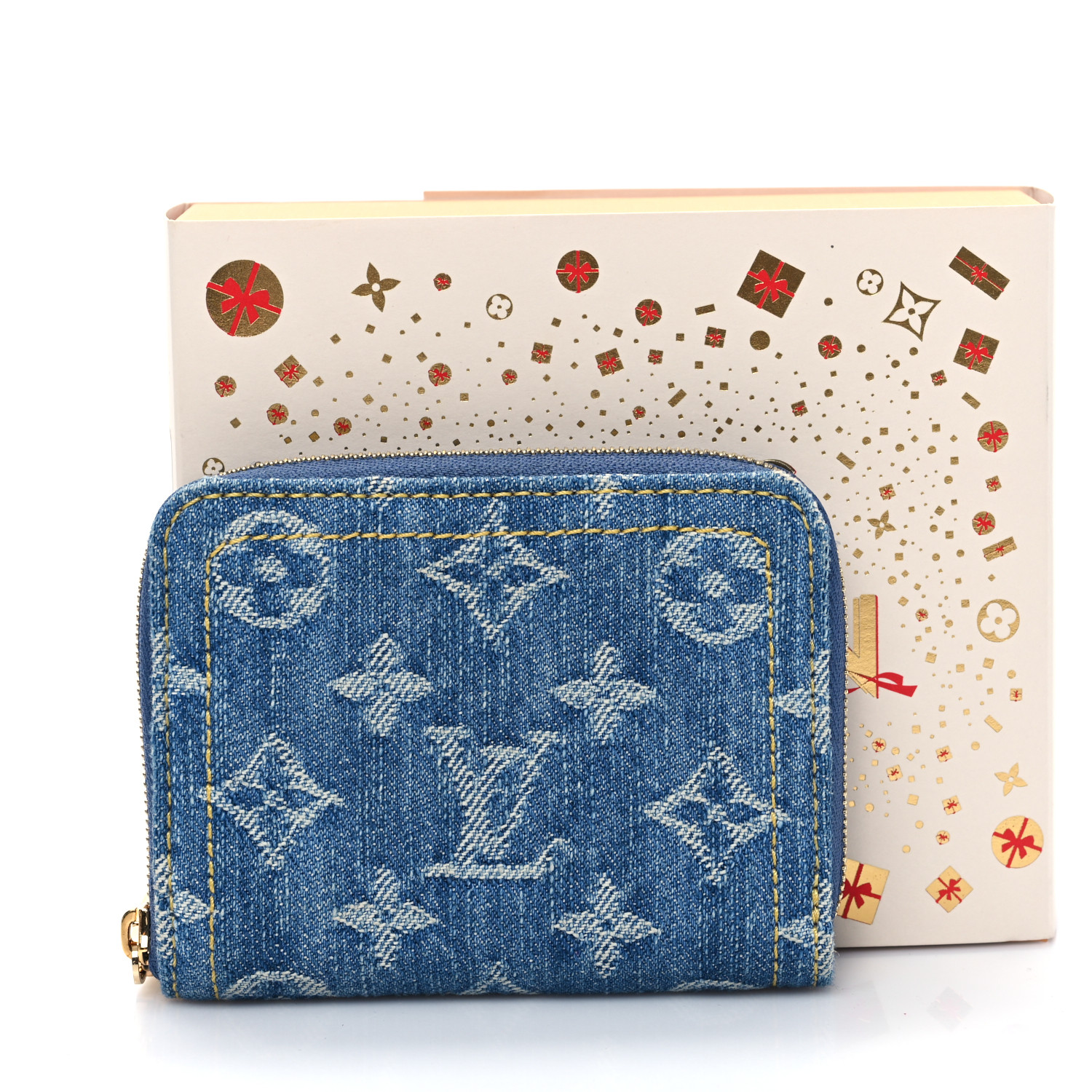 LOUIS VUITTON Denim Monogram Zippy Coin Purse Blue 1496782