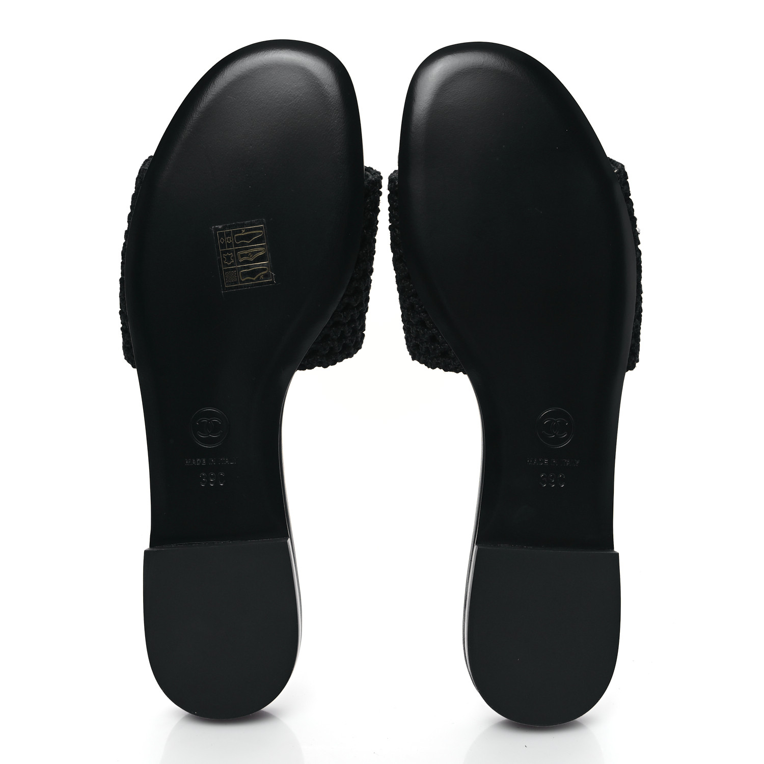 CHANEL Crochet CC Mules Sandals 39 Black 1495436 | FASHIONPHILE