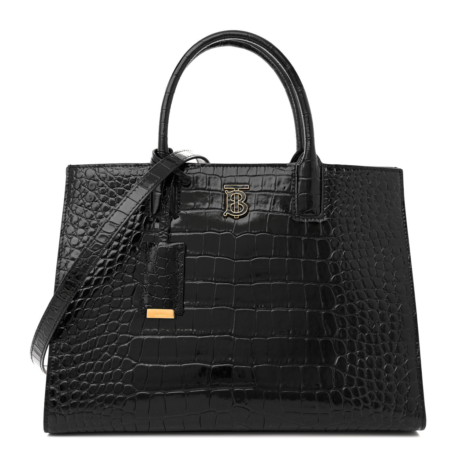 BURBERRY Crocodile Embossed Calfskin Small Frances Tote