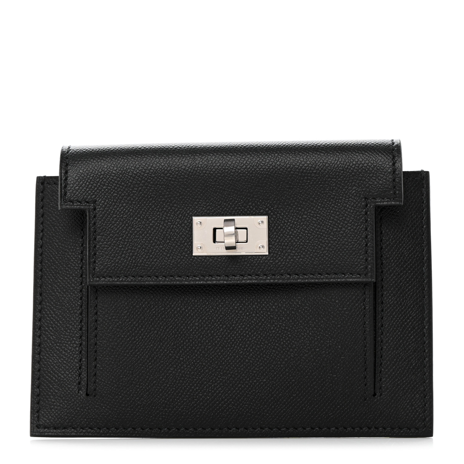 人気★HERMES★Kelly Pocket Compact Wallet Black Epsom Hermès Black Epsom Kelly Pocket Compact Wallet | myGemma