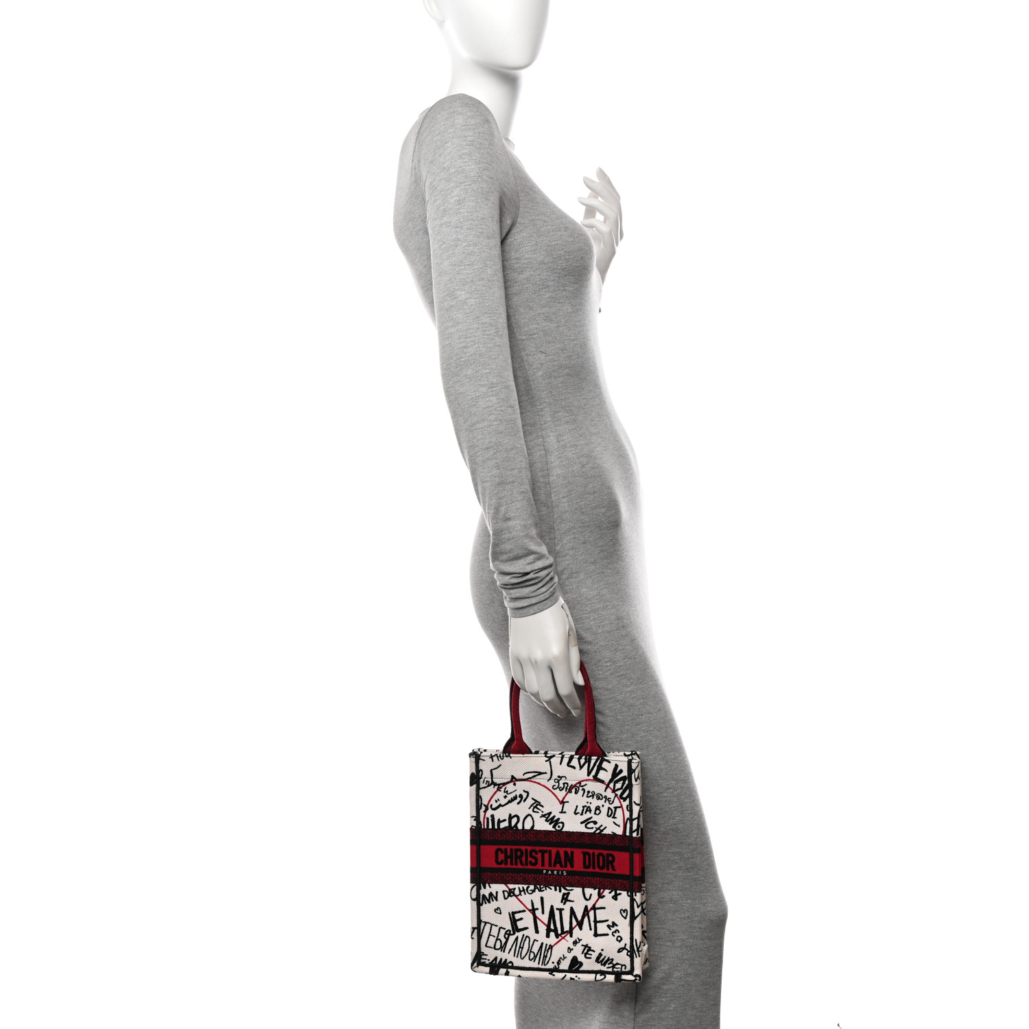 Dior★Dior Large DiorAmour Graffiti Book Tote BAG CHRISTIAN DIOR Canvas Embroidered Large Dioramour Graffiti
