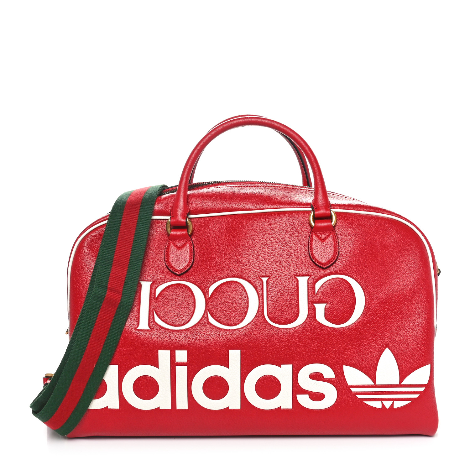 GUCCI X ADIDAS Textured Dollar Calfskin Web Trefoil Large