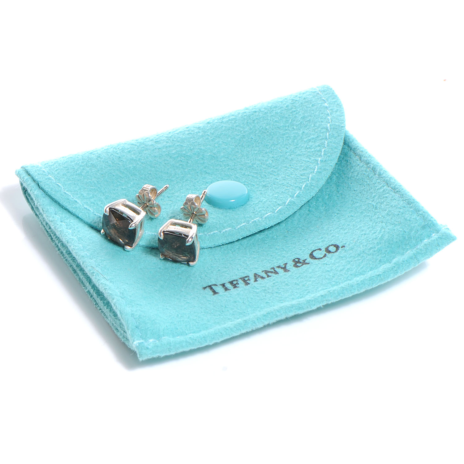 TIFFANY Sterling Silver Smoky Quartz Sparklers Earrings