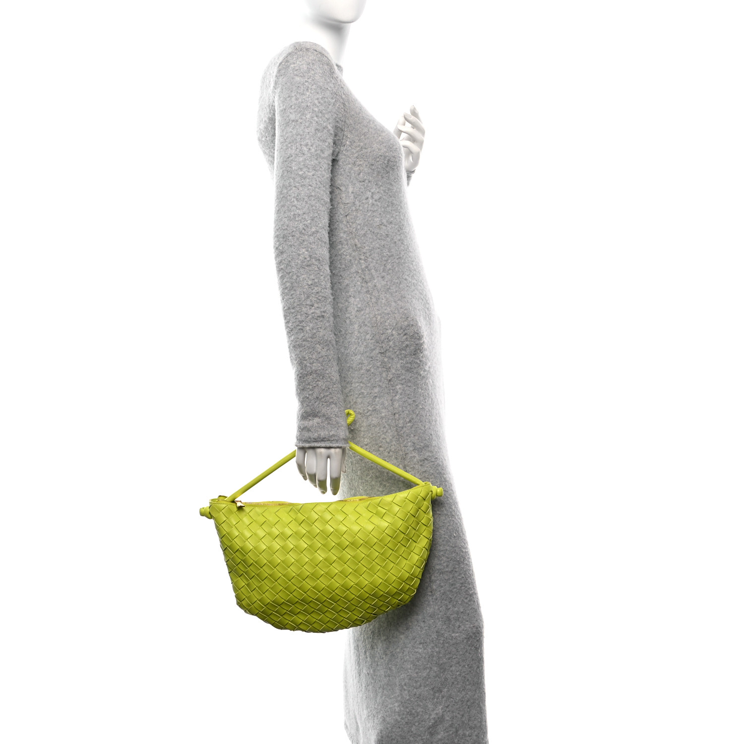 BOTTEGA VENETA Nappa Intrecciato Medium Turn Pouch Acid Kiwi