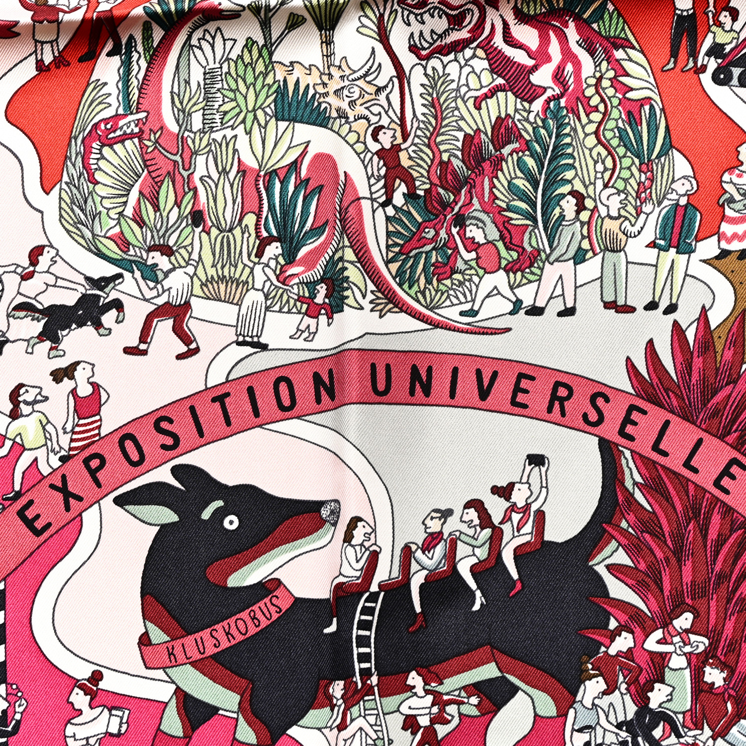 エルメス HERMES カレ90 EXPOSITION UNIVERSELLE Hermes Scarf Exposition Universelle 90 cm silk pink Carre