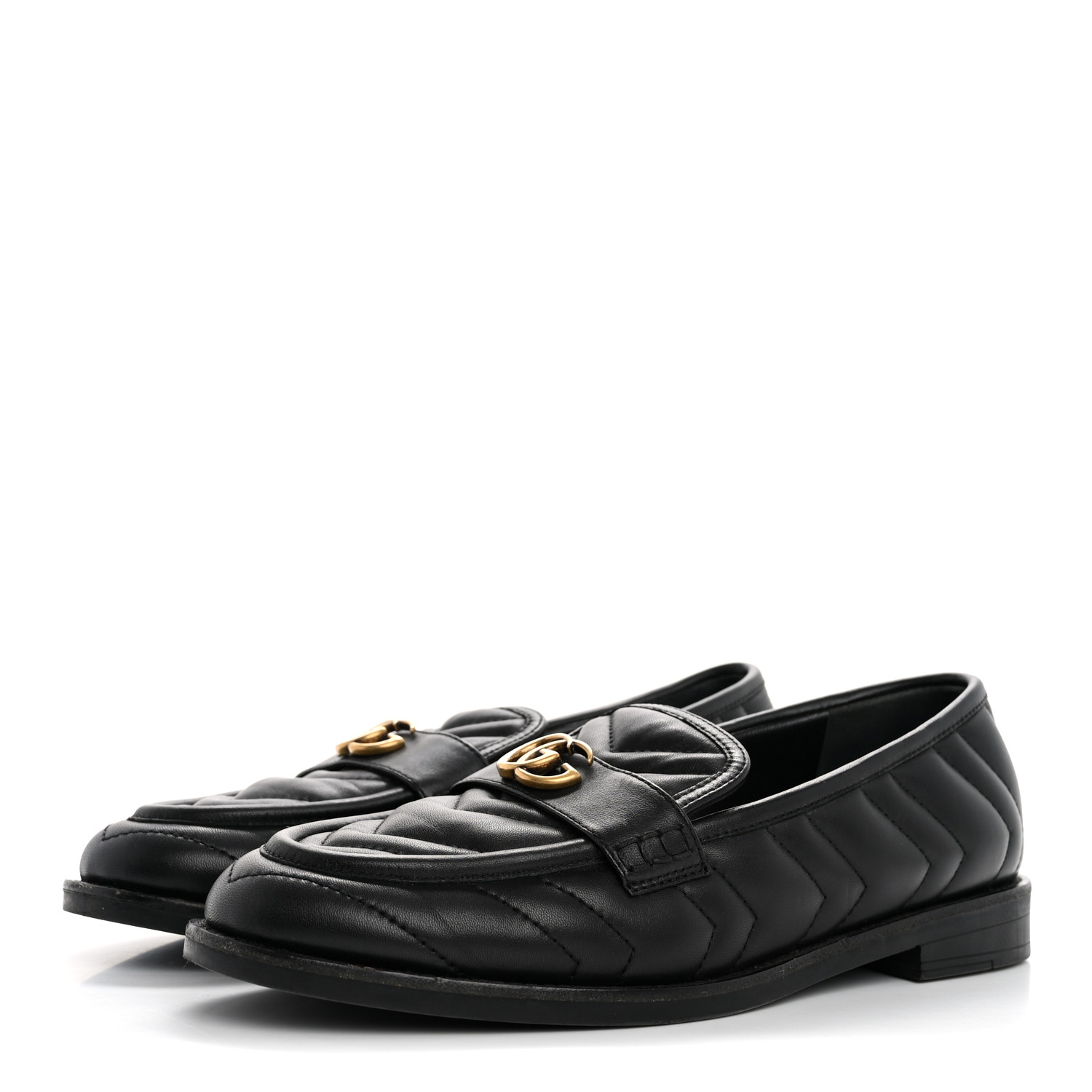 GUCCI マーモントミュールローファー GUCCI Nappa Matelasse Double G Marmont Loafers 37 Black