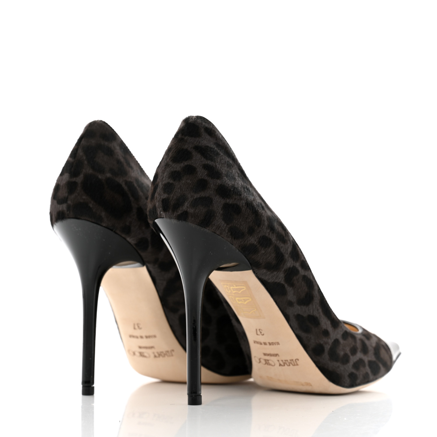JIMMY CHOO Pony Hair Patent Calfskin Leopard Print Mika 85