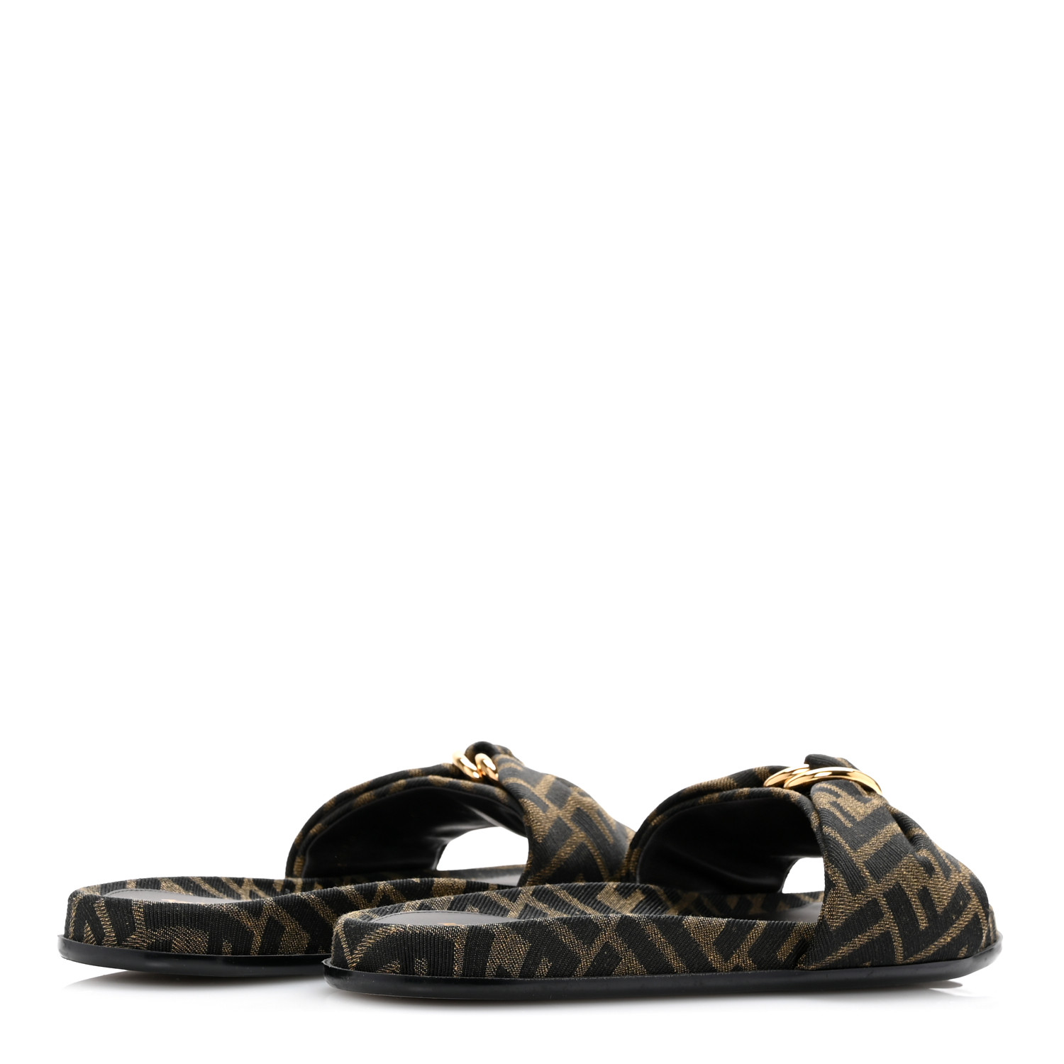 FENDI Fabric Jacquard Nappa FF Womens Fendi Feel Slide