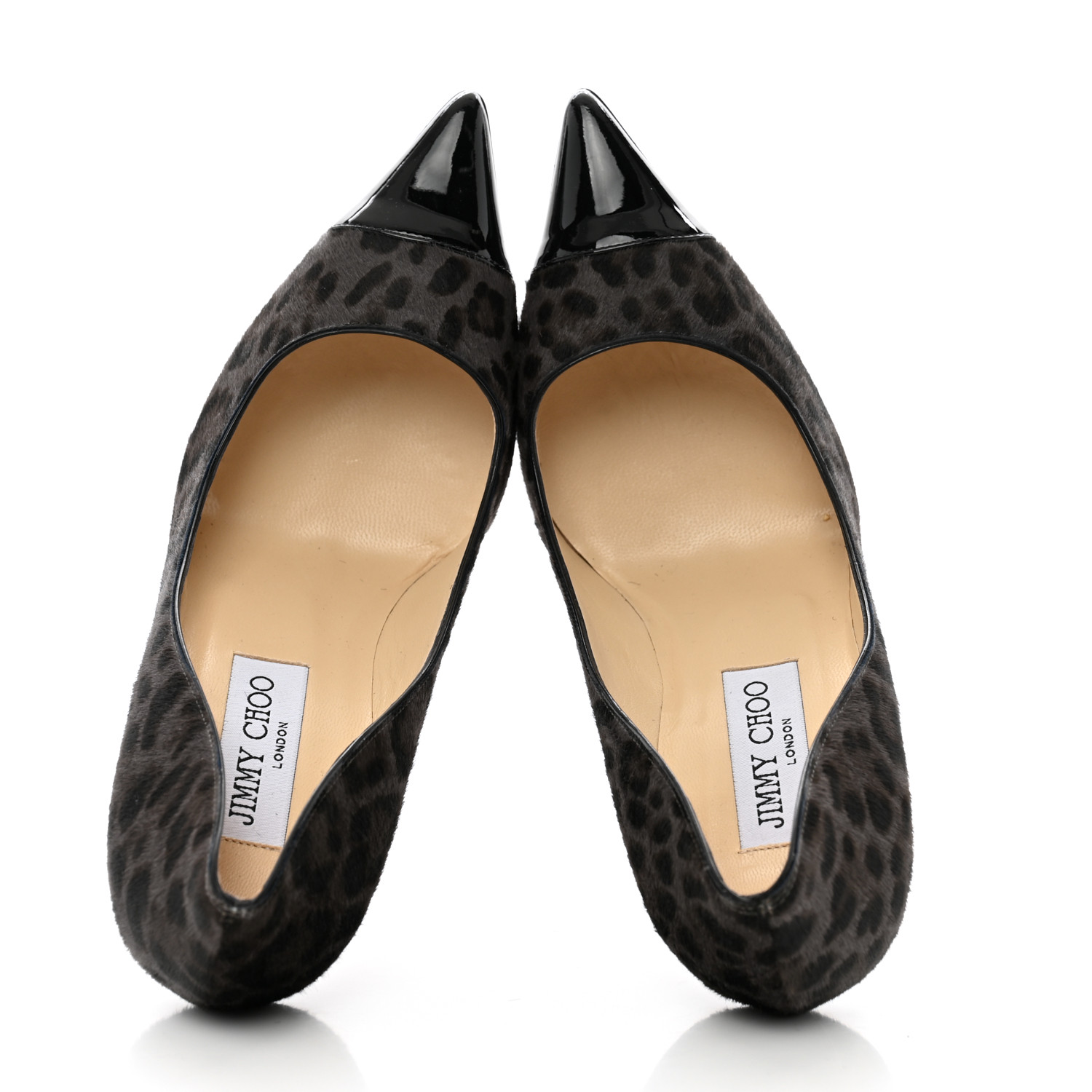 JIMMY CHOO Pony Hair Patent Calfskin Leopard Print Mika 85
