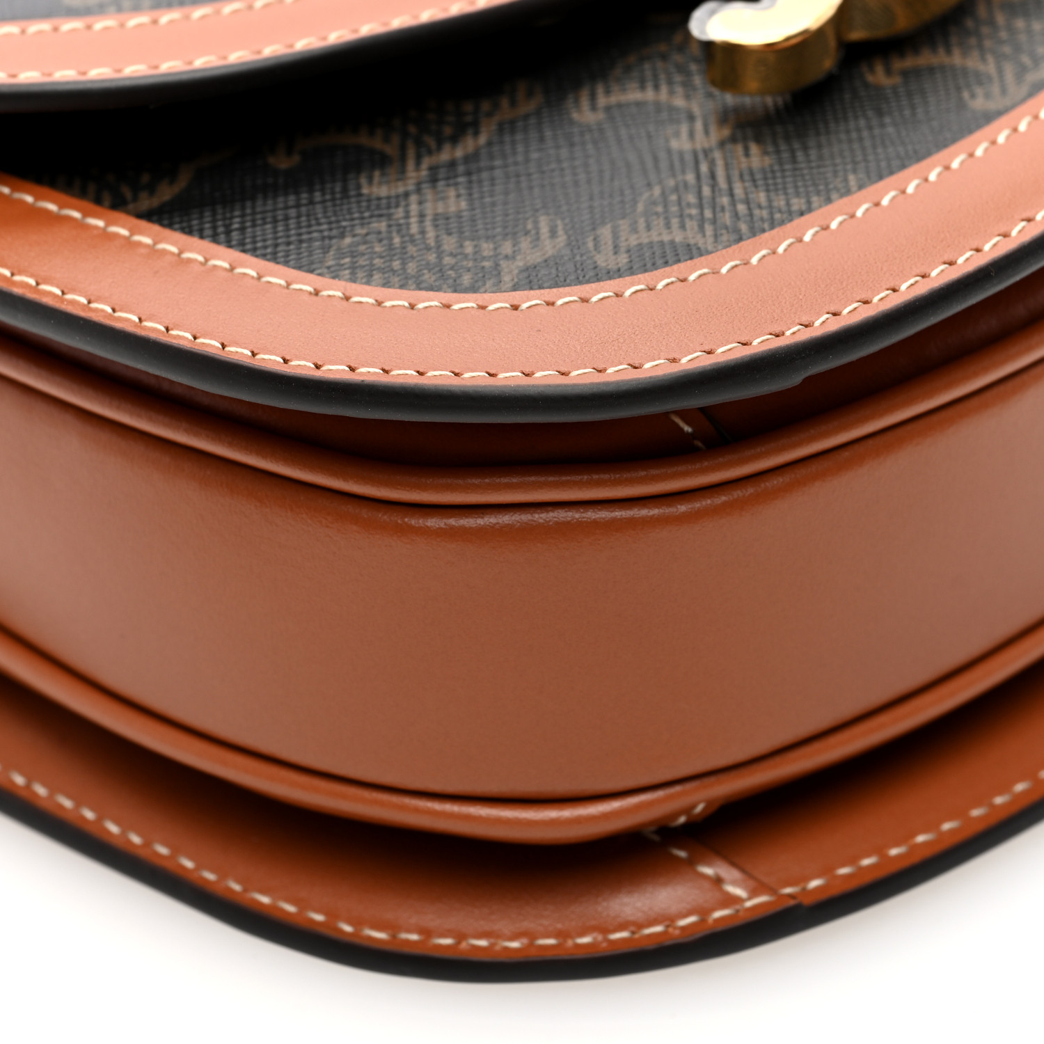 CELINE Canvas Calfskin Triomphe Mini Besace Clea Tan 1652468
