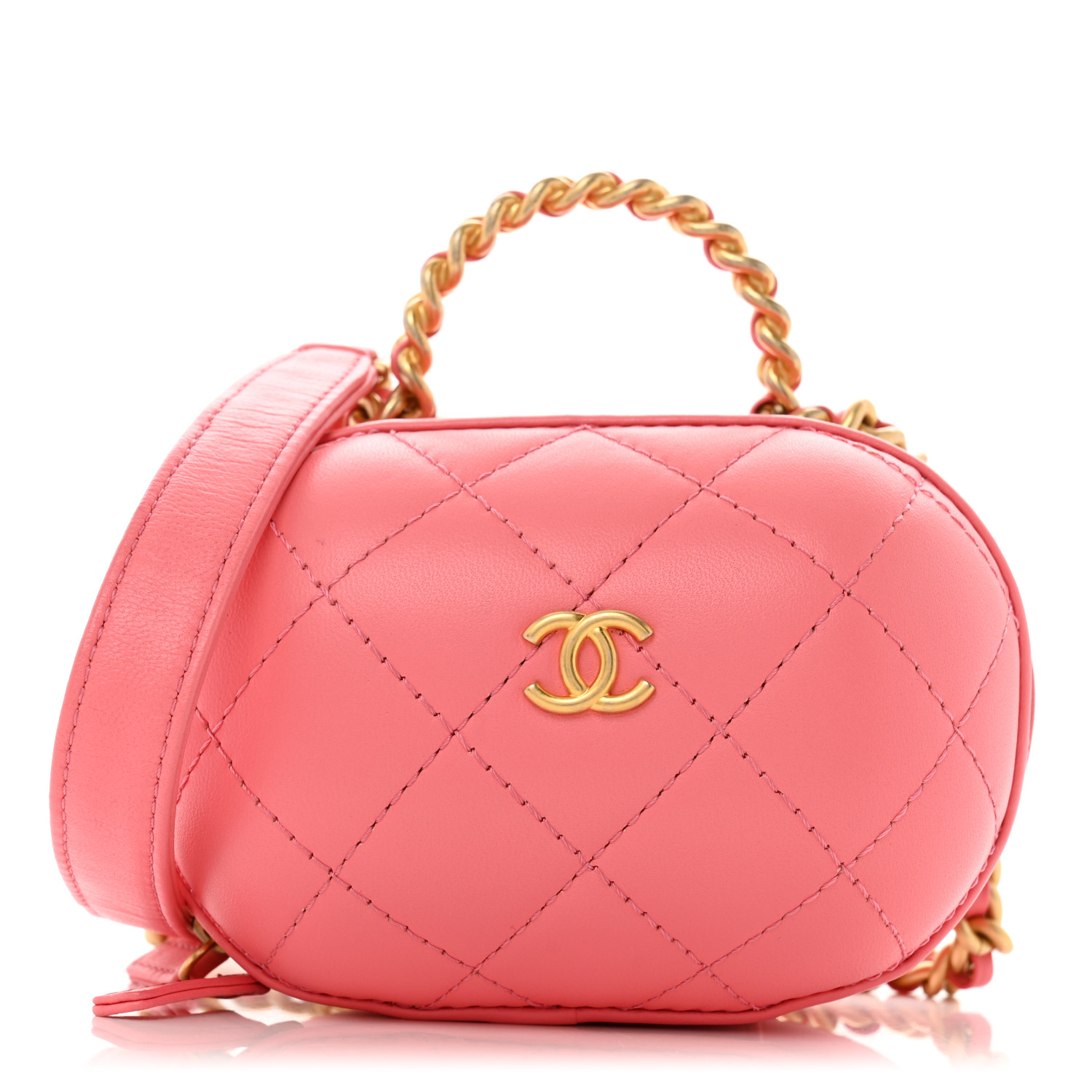 CHANEL Lambskin Quilted CC Bubble Vanity Case With Chain