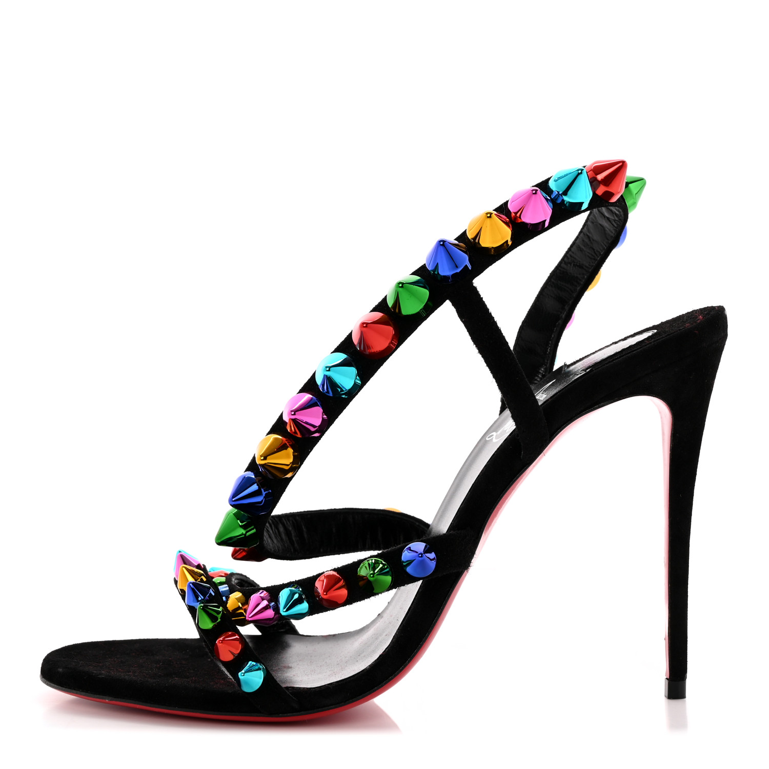 CHRISTIAN LOUBOUTIN Suede Spikita 100 Sandals 39 Black