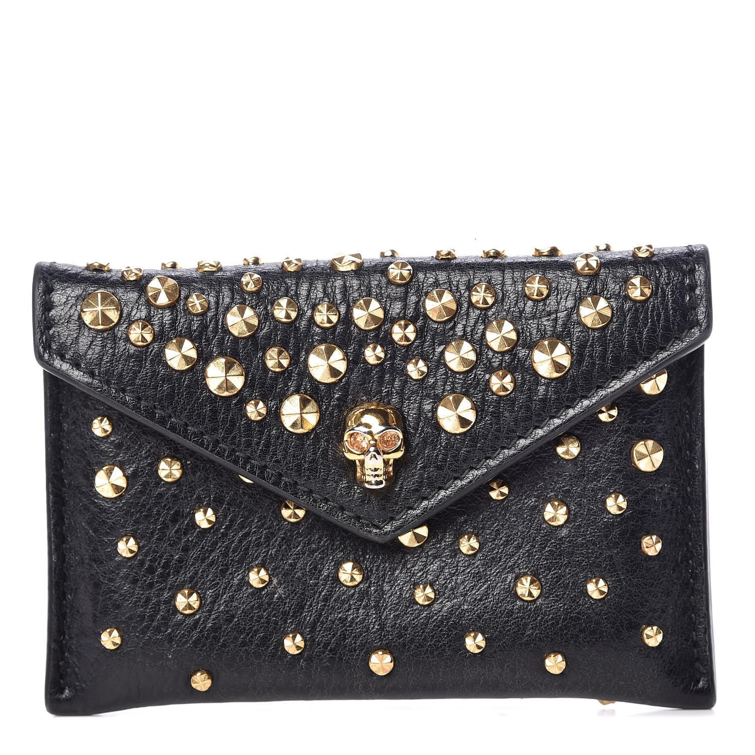 ALEXANDER MCQUEEN Calfskin Studded Skull Envelope Card
