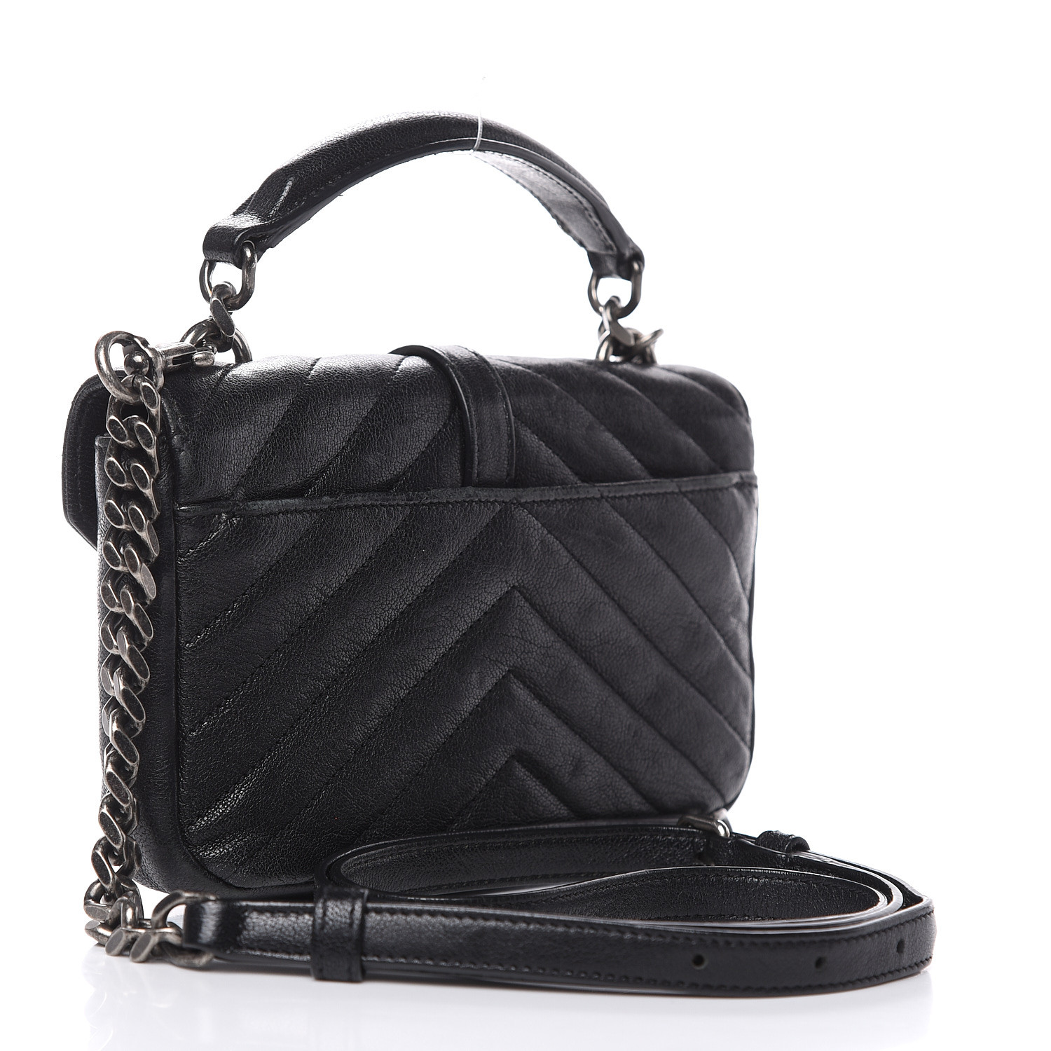SAINT LAURENT Sheepskin Matelasse Chevron Monogram College