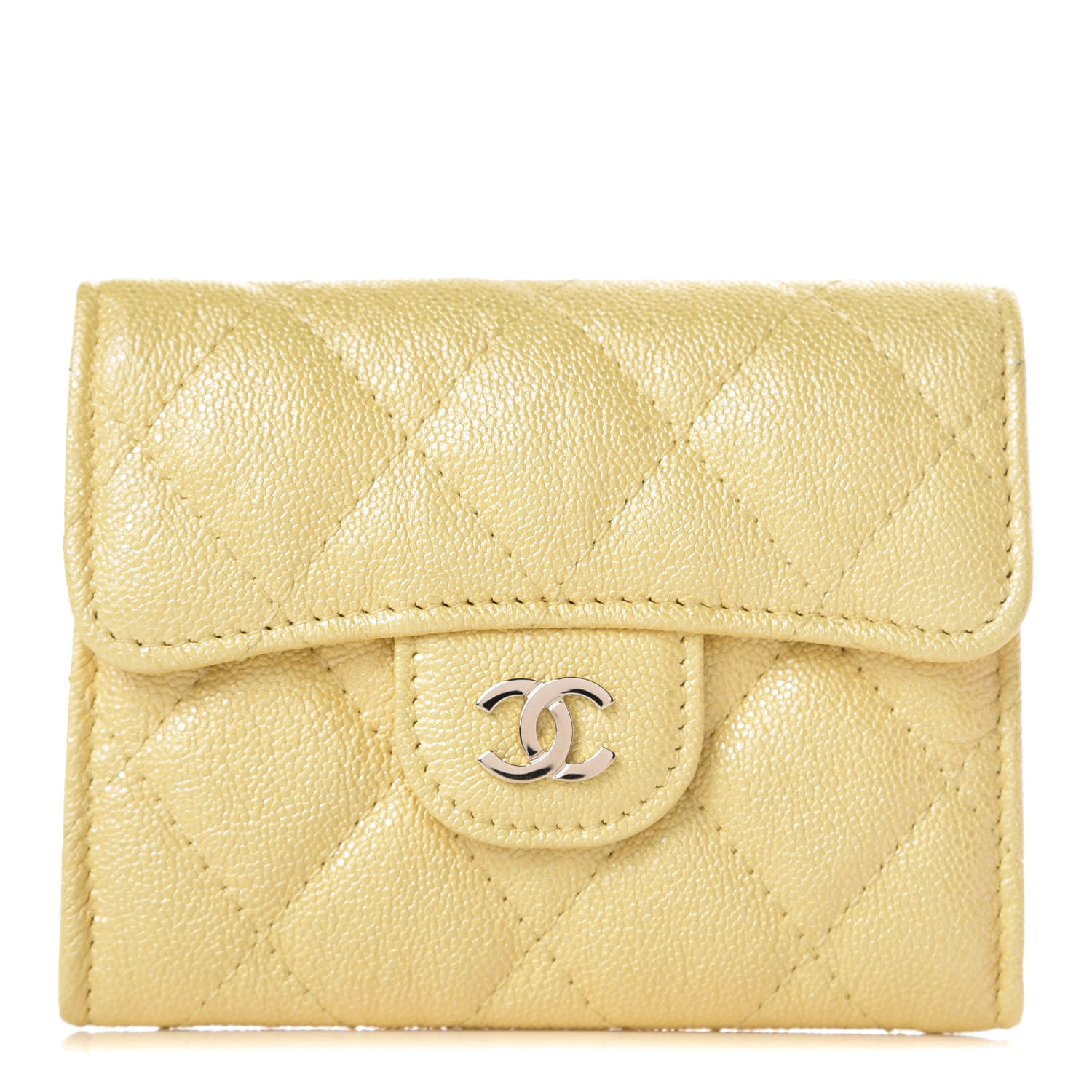 ★you a use★ Wonder wallet Caviar yellow Gold/Silver Chanel Caviar Quilted CC Filigree Wallet On Chain WOC Yellow