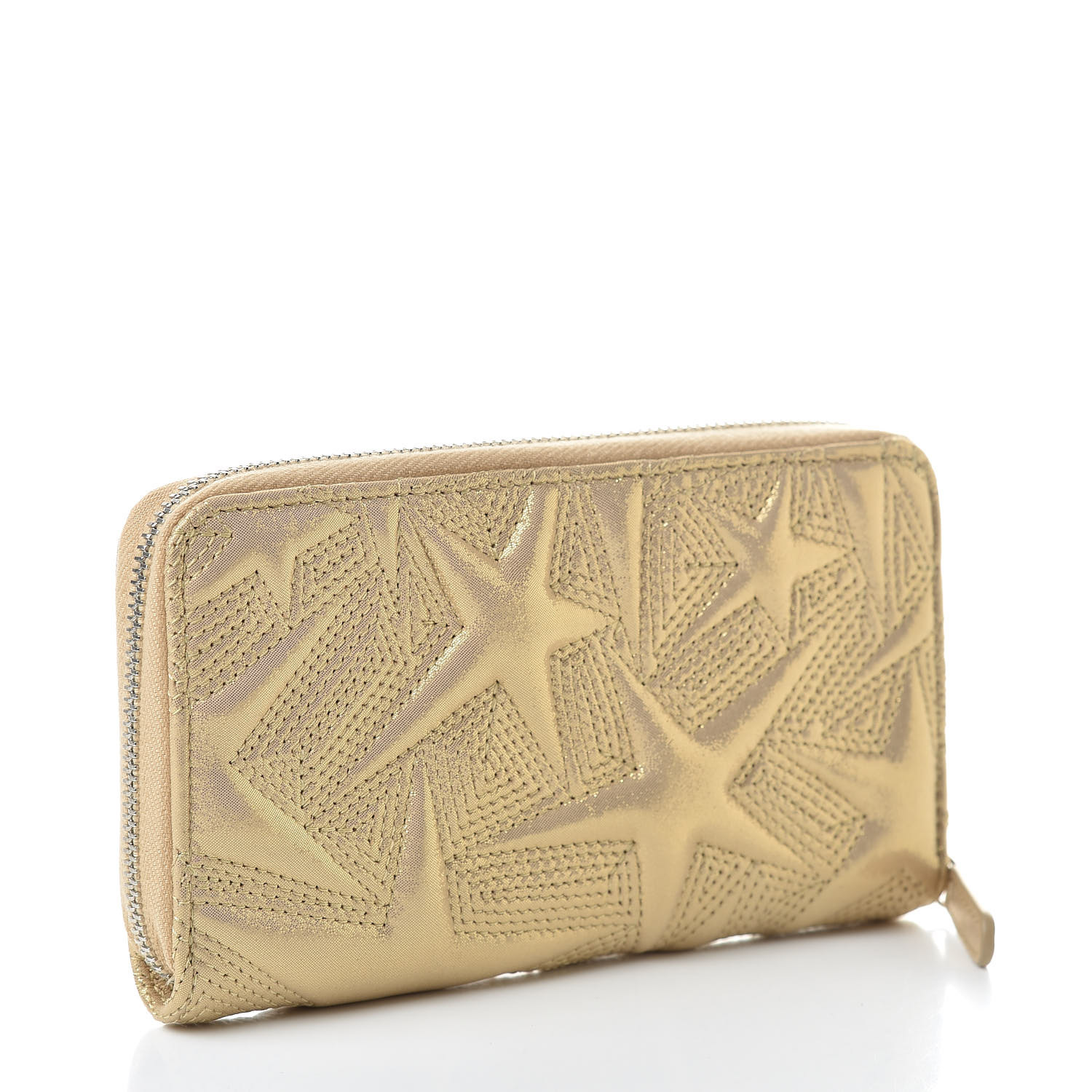 CHANEL Metallic Lambskin Star Embossed Medium Zip Around