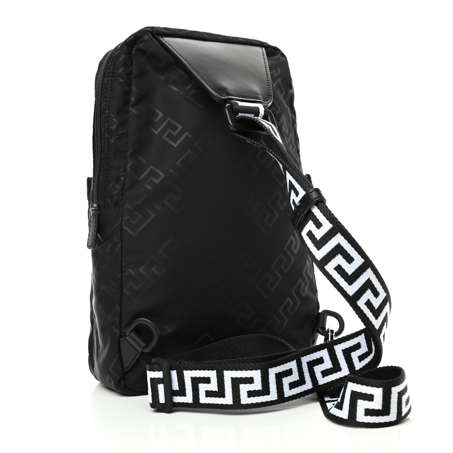 VERSACE Nylon Sling Bag Black 804045 | FASHIONPHILE