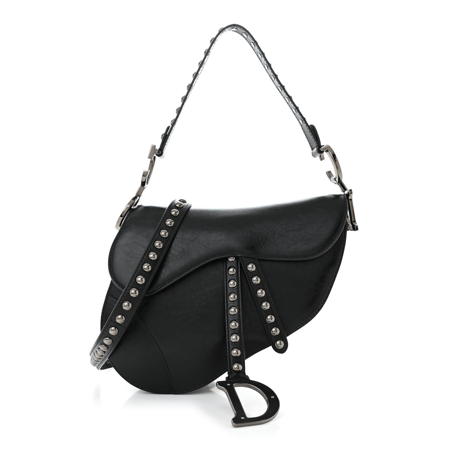 バッグ Christian Dior CHRISTIAN DIOR Calfskin New York Saddle Bag With Strap Black