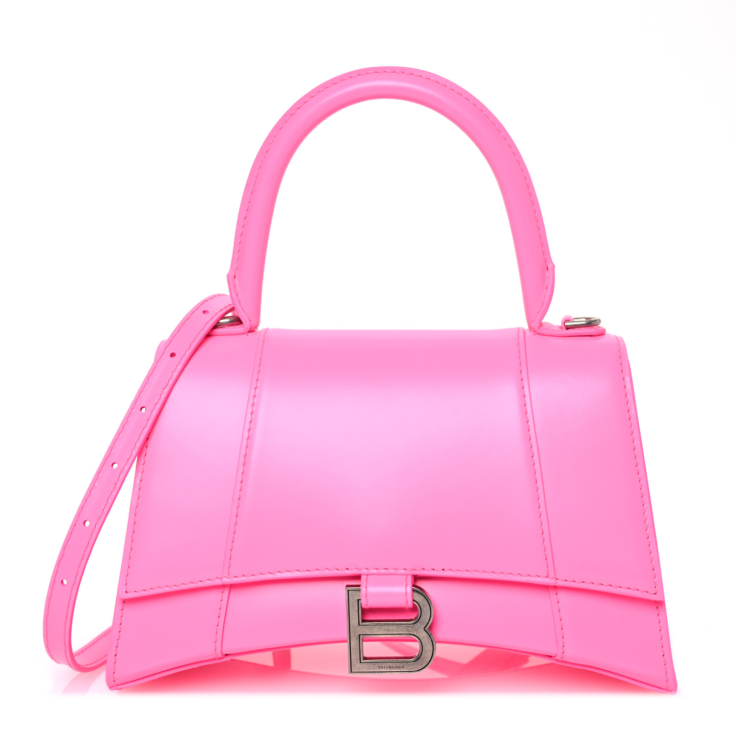 BALENCIAGA Shiny Box Calfskin Small Hourglass Top Handle Bag