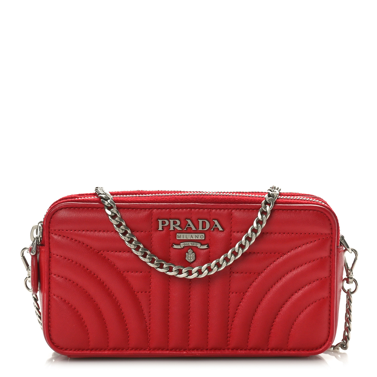 【PRADA】CHAIN CROSSBODY BAG Prada Small Black Saffiano Leather Canvas with Gold Chain