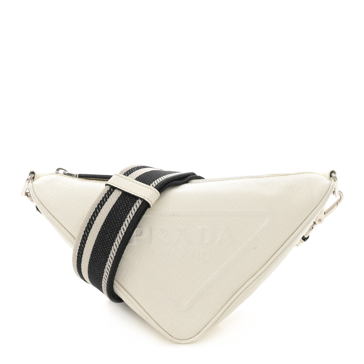 PRADA Saffiano Cuir Triangle Logo Embossed Triangle Shoulder