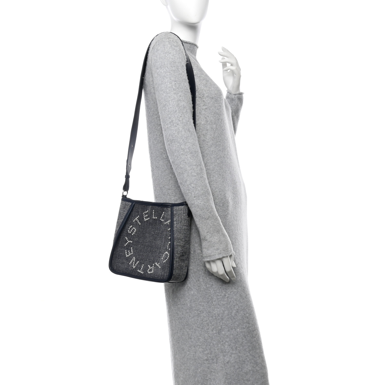 STELLA MCCARTNEY Eco Alter Denim Logo Mini Crossbody Blue