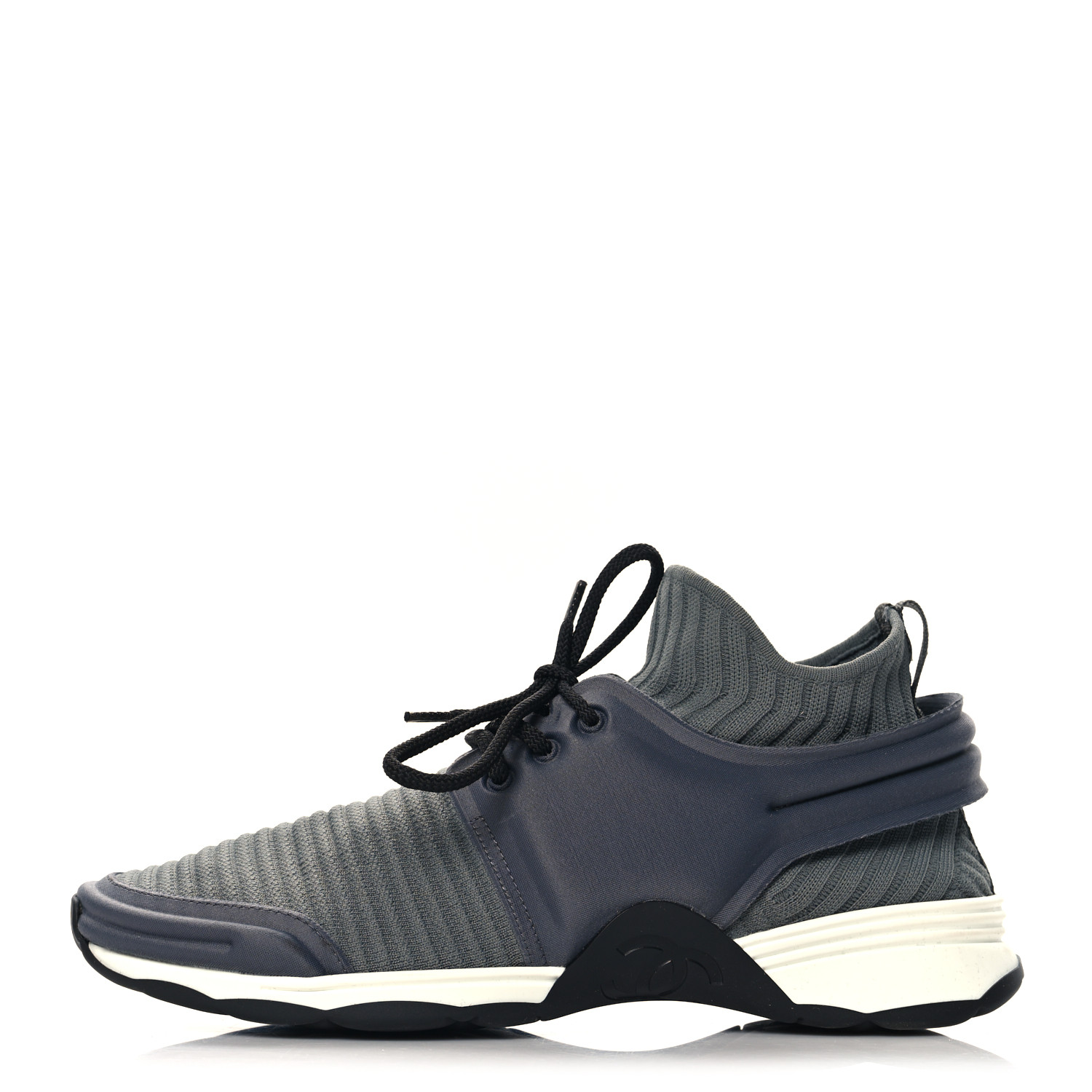 a_chan59 CHANEL Stretch Fabric CC Sneakers 39.5 Grey 1667473