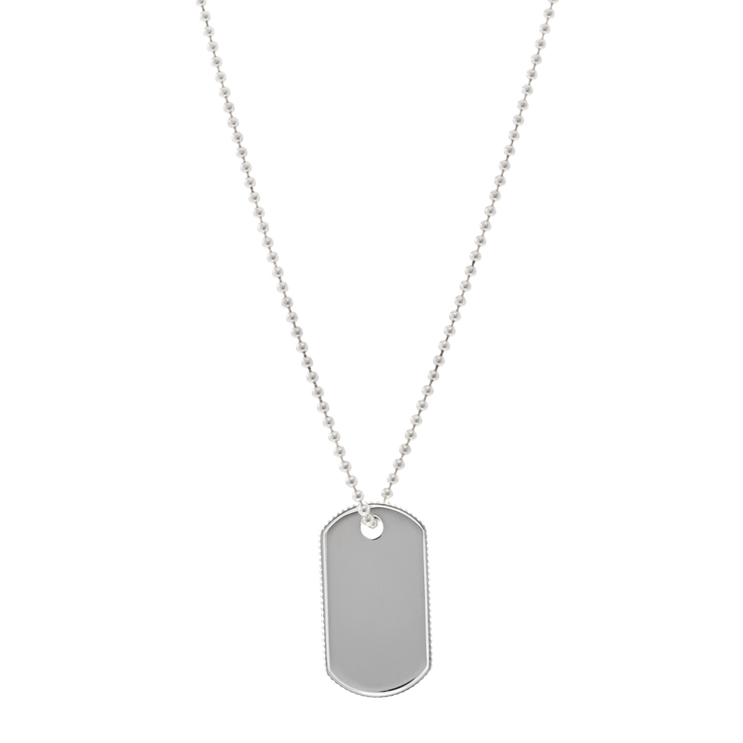 TIFFANY Sterling Silver Coin Edge Dog Tag Pendant Necklace