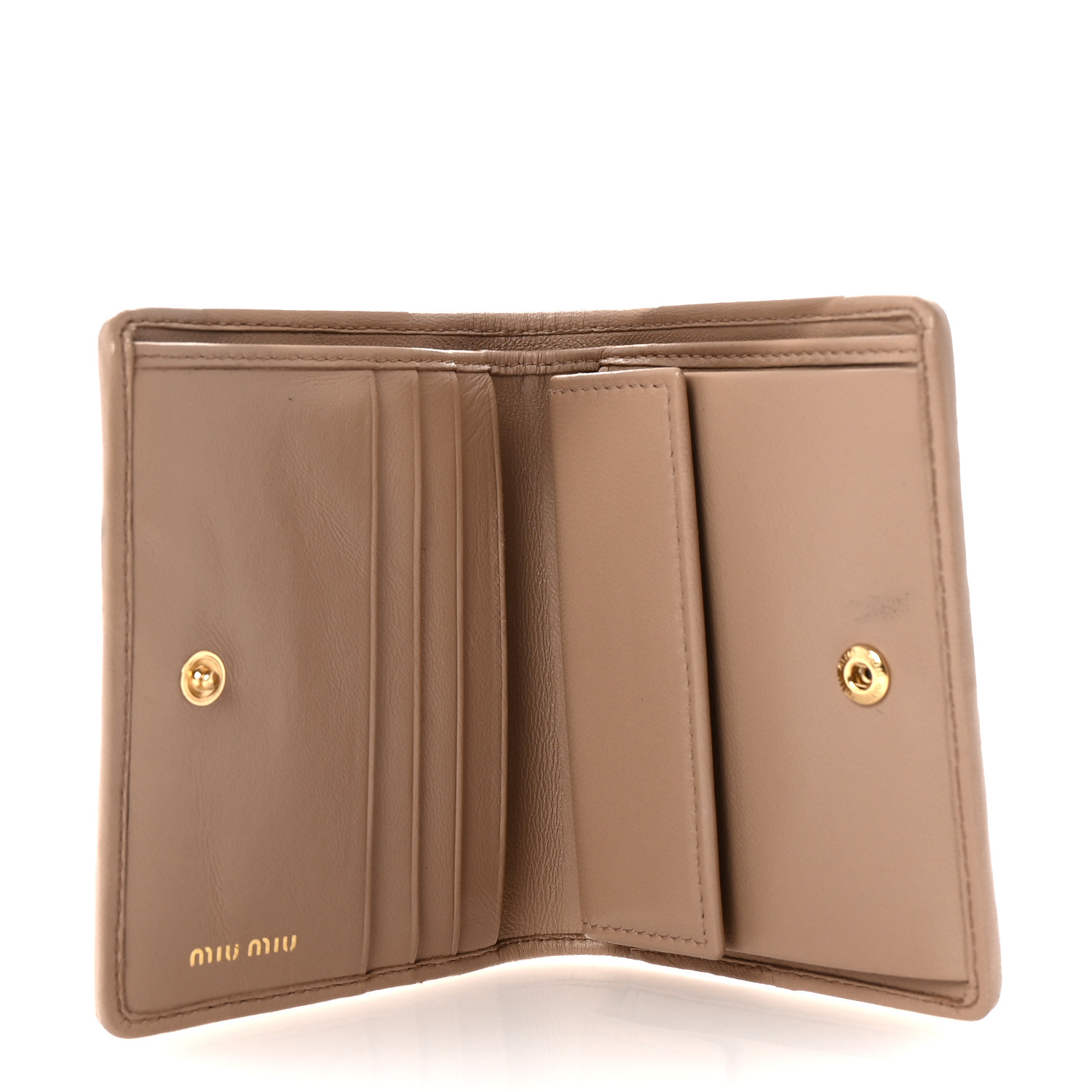 MIU MIU Nappa Matelasse Bi-Fold Compact Wallet Cammeo