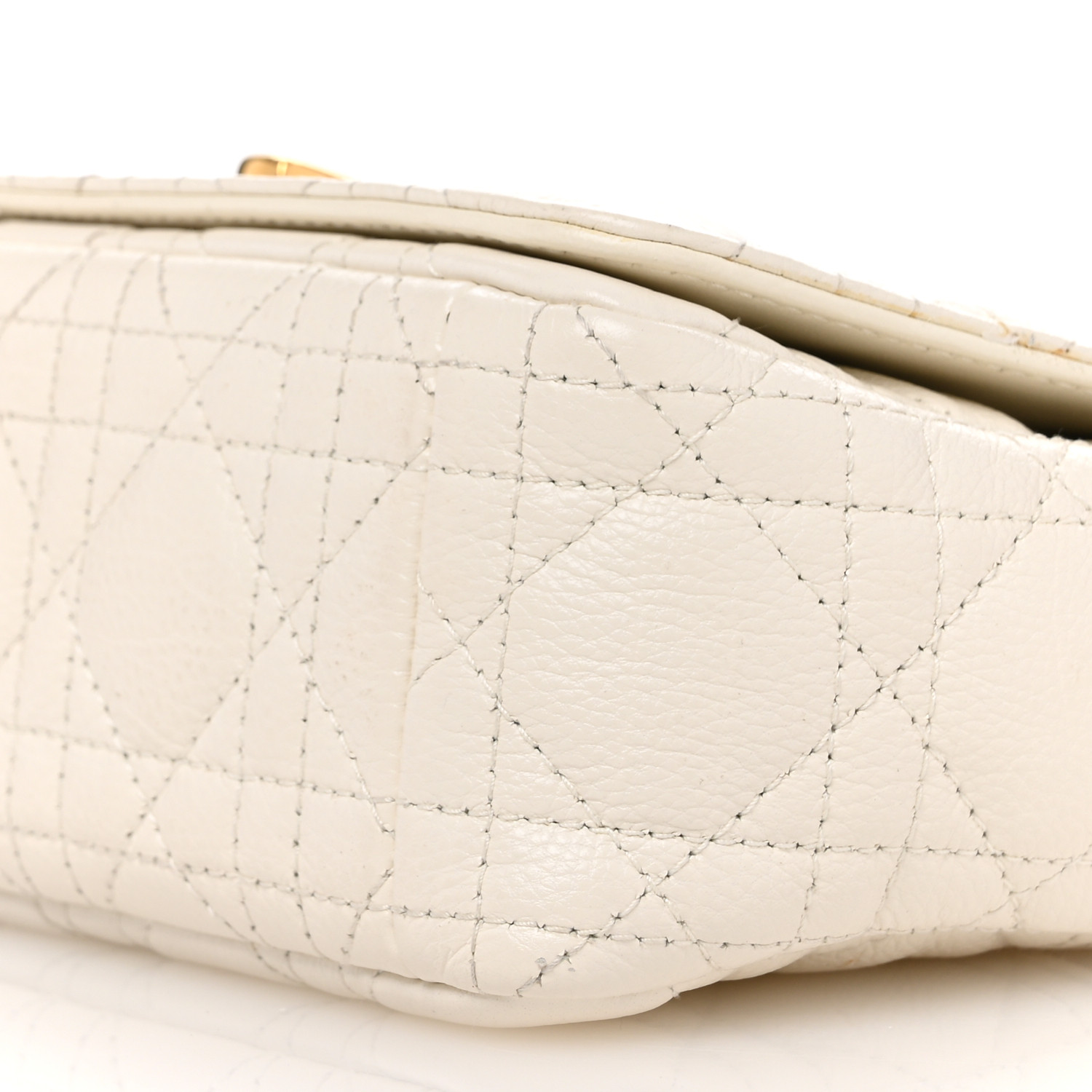 CHRISTIAN DIOR Calfskin Cannage Small Caro Bag Ivory 1677986