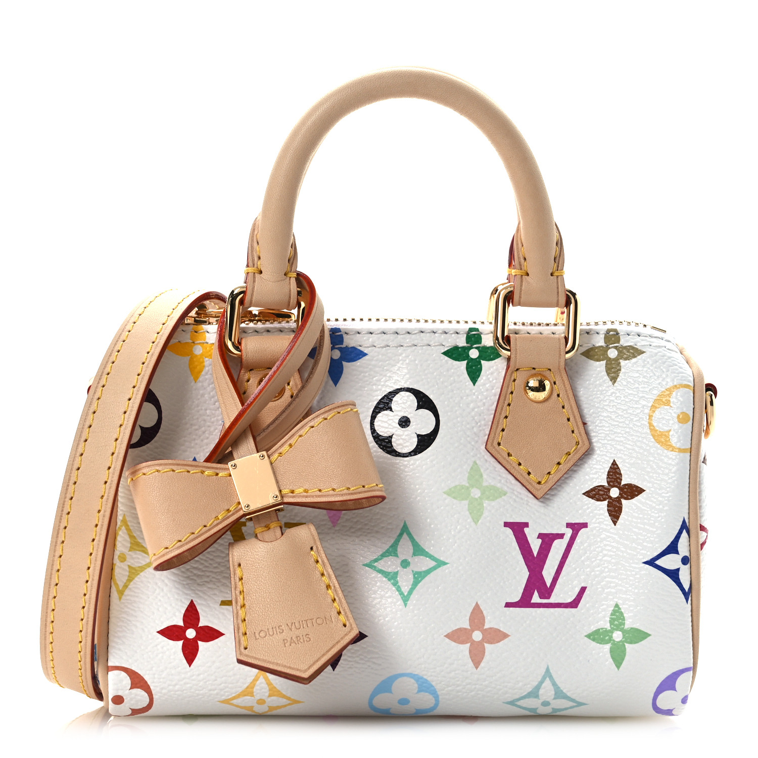 p*)様 SEV CENTER ON nano Style RACING LOUIS VUITTON LV X TM Monogram Multicolor Nano Speedy White