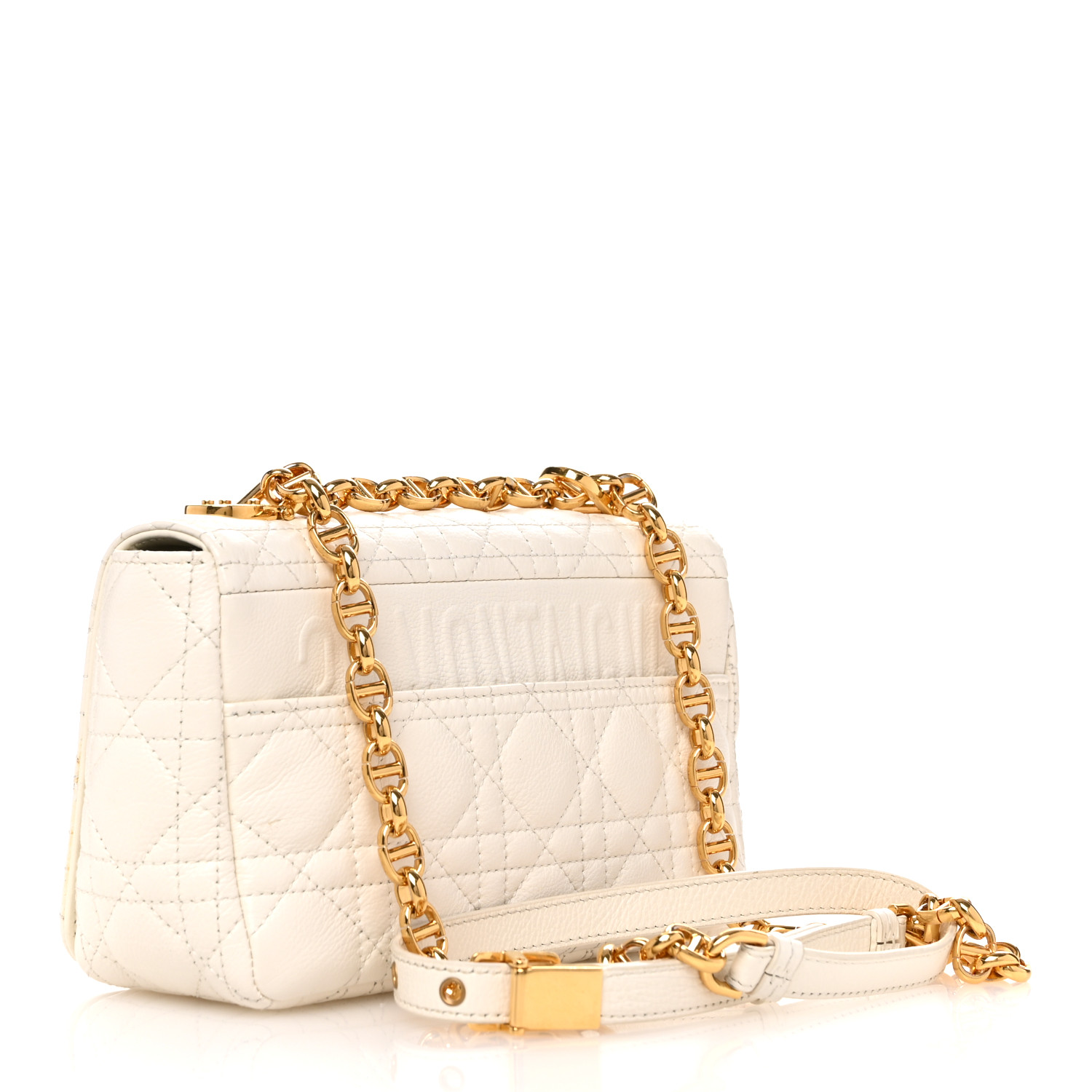 【ヴィンテージ】Rank:B☆Dior アイボリー カロ チェーン SMALL CHRISTIAN DIOR Calfskin Cannage Small Caro Bag Ivory 1677986