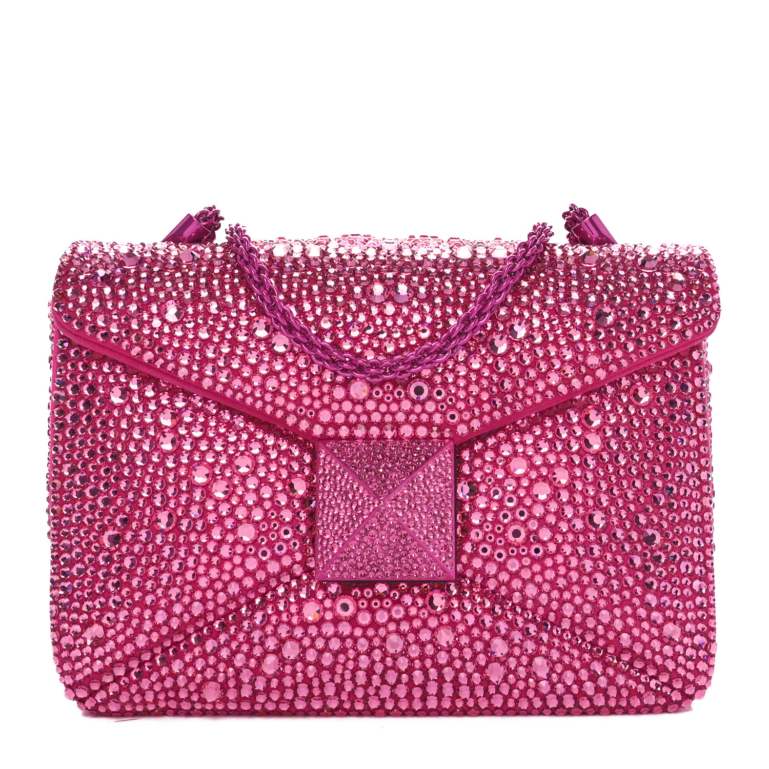 【関税&送料込】Valentino Garavani Pink Suede And Fabric Upv VALENTINO GARAVANI Crystal Suede Embellished Small One Stud