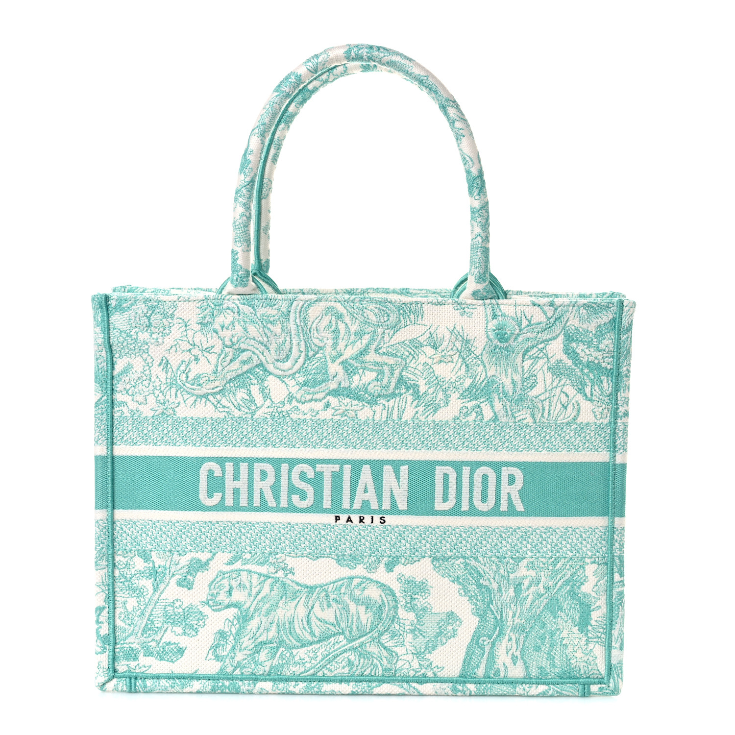 ☆アクアマリン☆ Dioriviera Dior Book Tote バッグ ミディアム CHRISTIAN DIOR Canvas Embroidered Medium Dioriviera Toile De