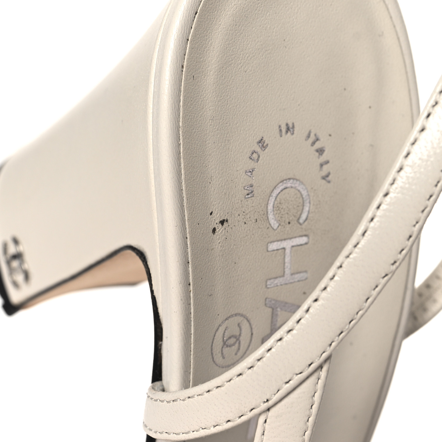 CHANEL Lambskin Grosgrain Cap Toe CC Slingback Pumps 39.5