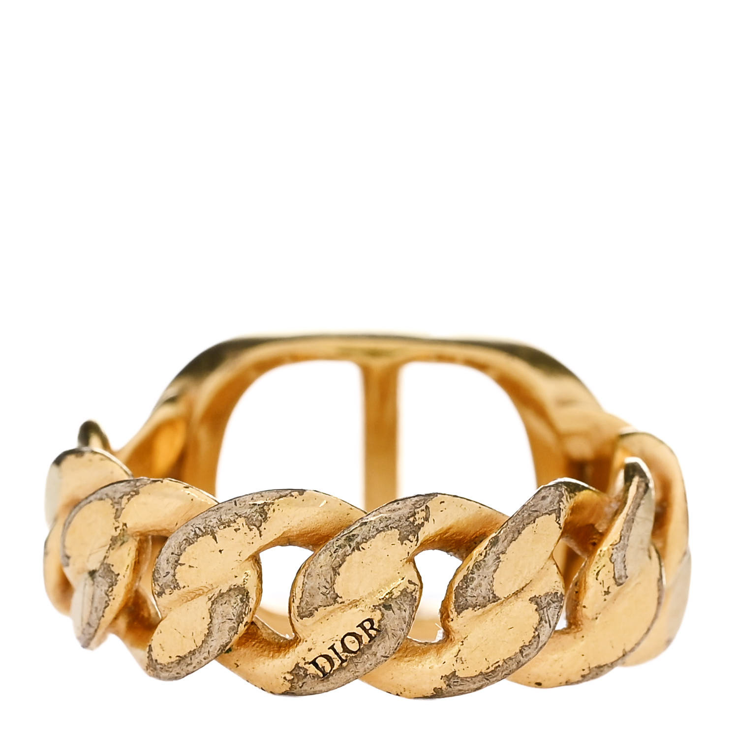 アクセサリー Christian Dior Logo gold chain ring Dior Gold Chain Gourmette Link Ring – Opulent Jewelers